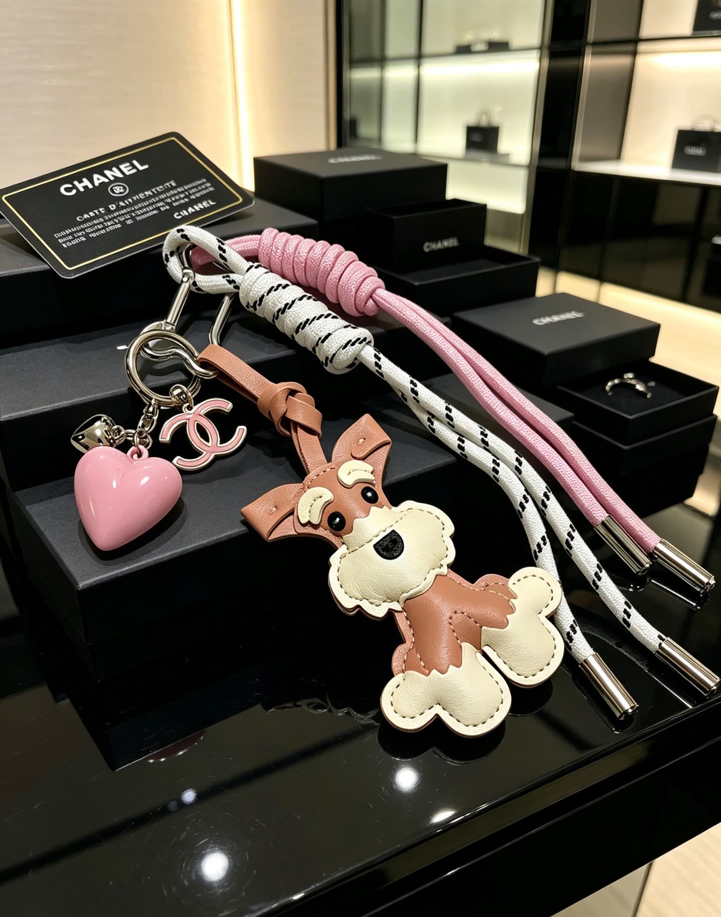 Chanel Dog Charm Keychain Chanel Dog Charm Keychain