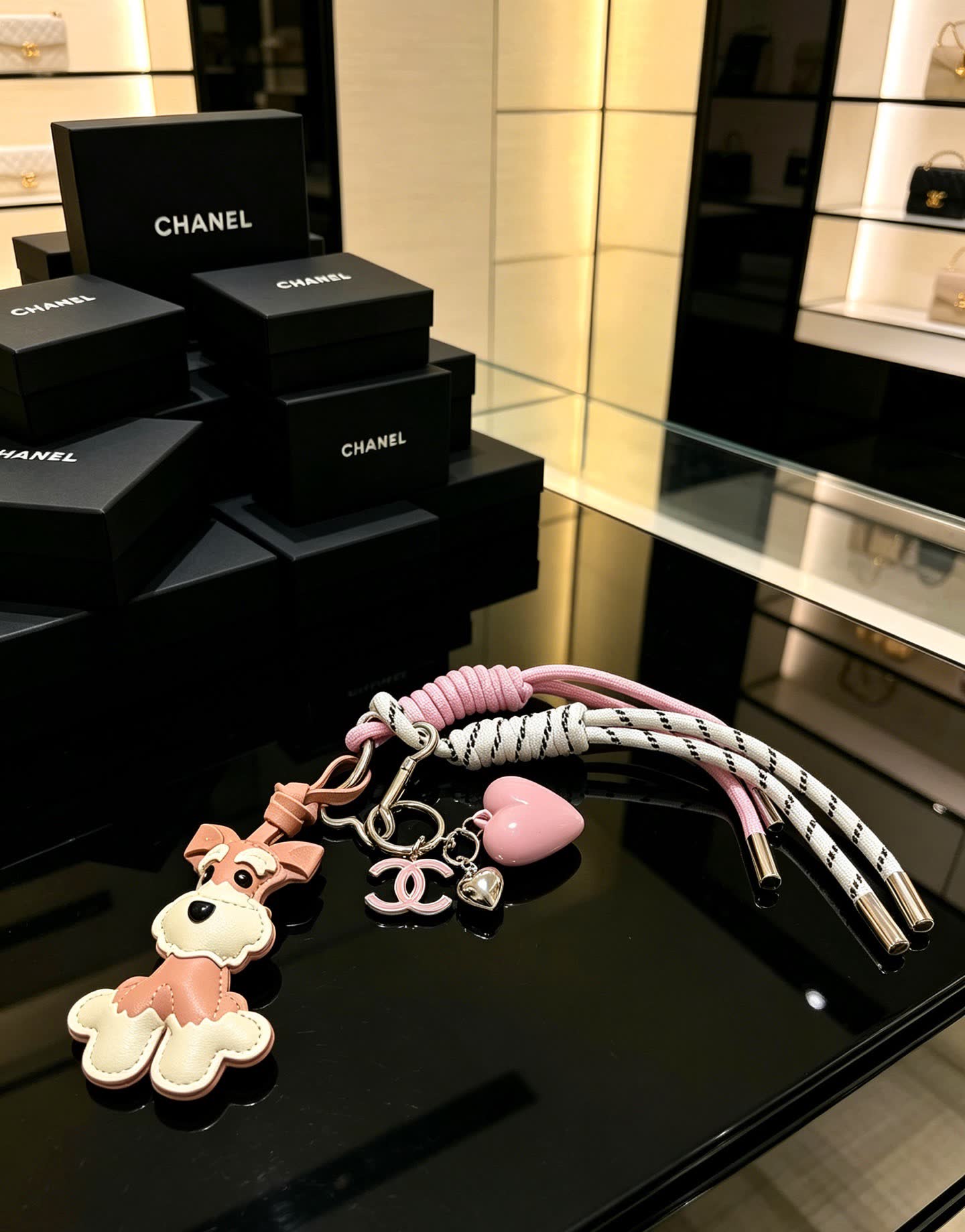 Chanel Dog Charm Keychain