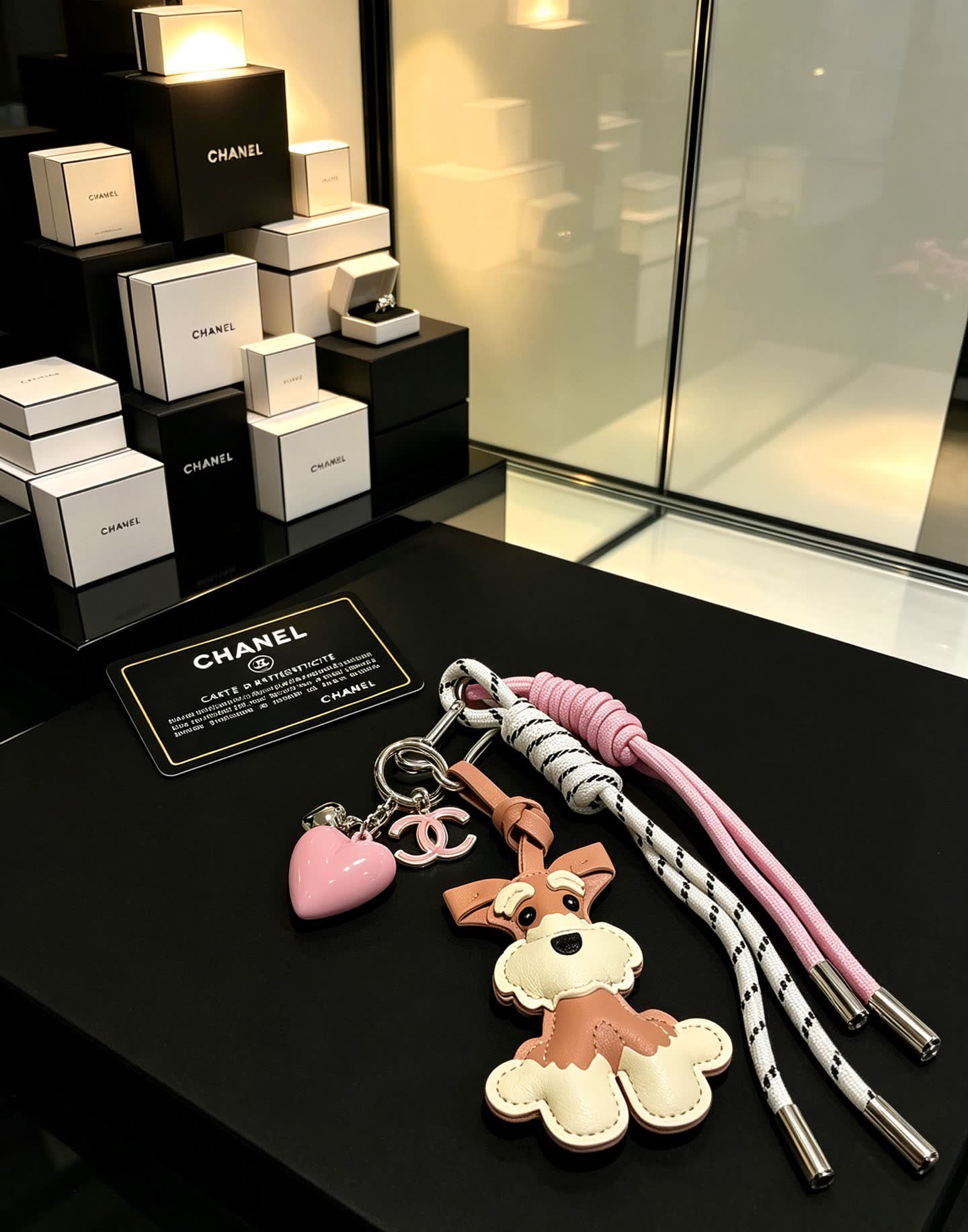 Chanel Dog Charm Keychain