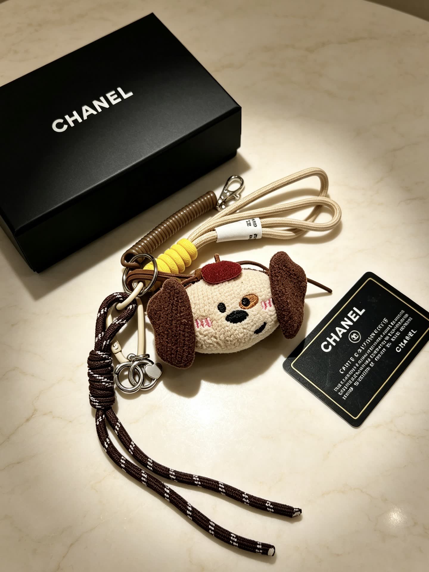 Chanel Beige Dog Keychain Chanel Beige Dog Keychain