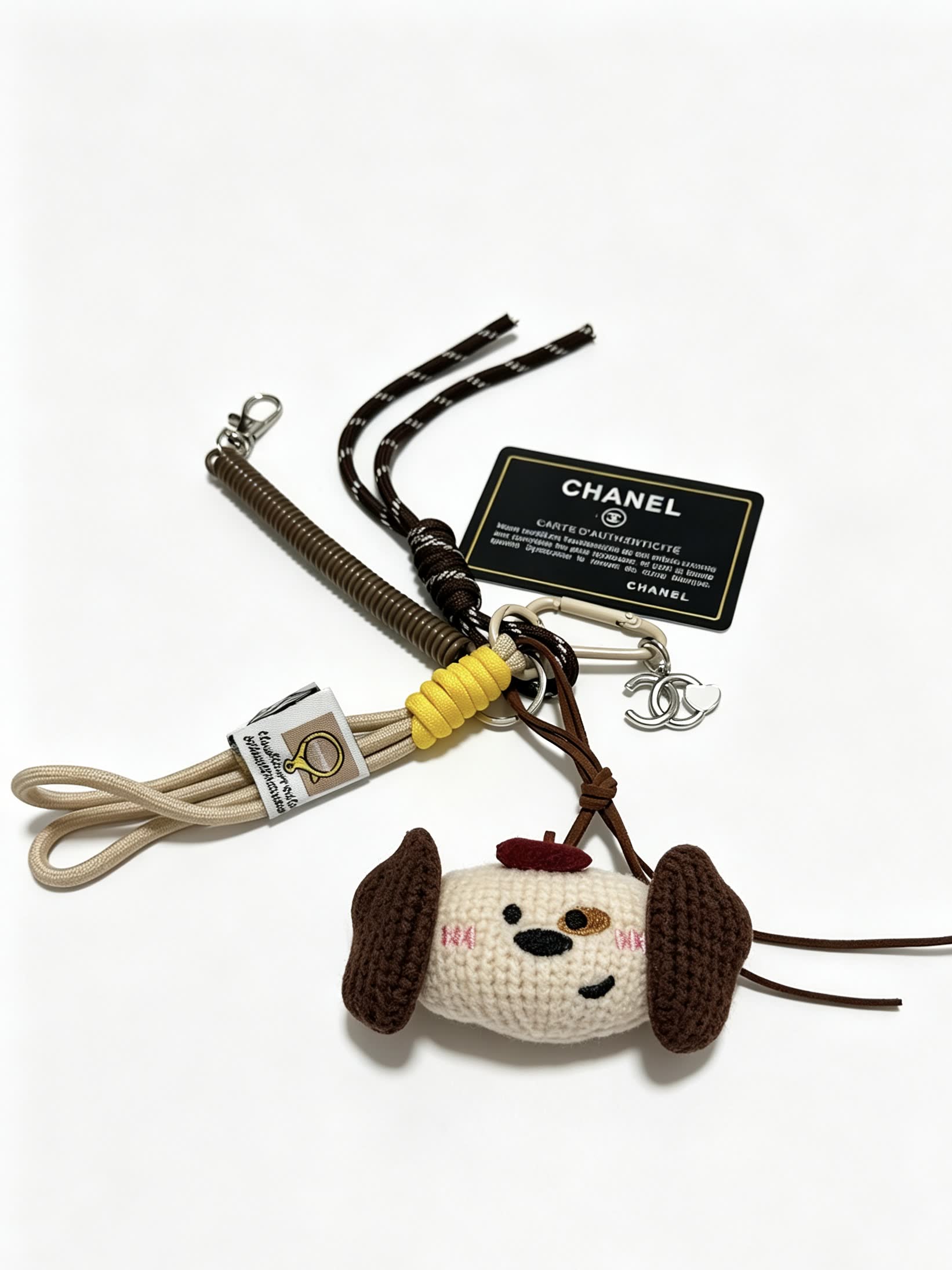 Chanel Beige Dog Keychain