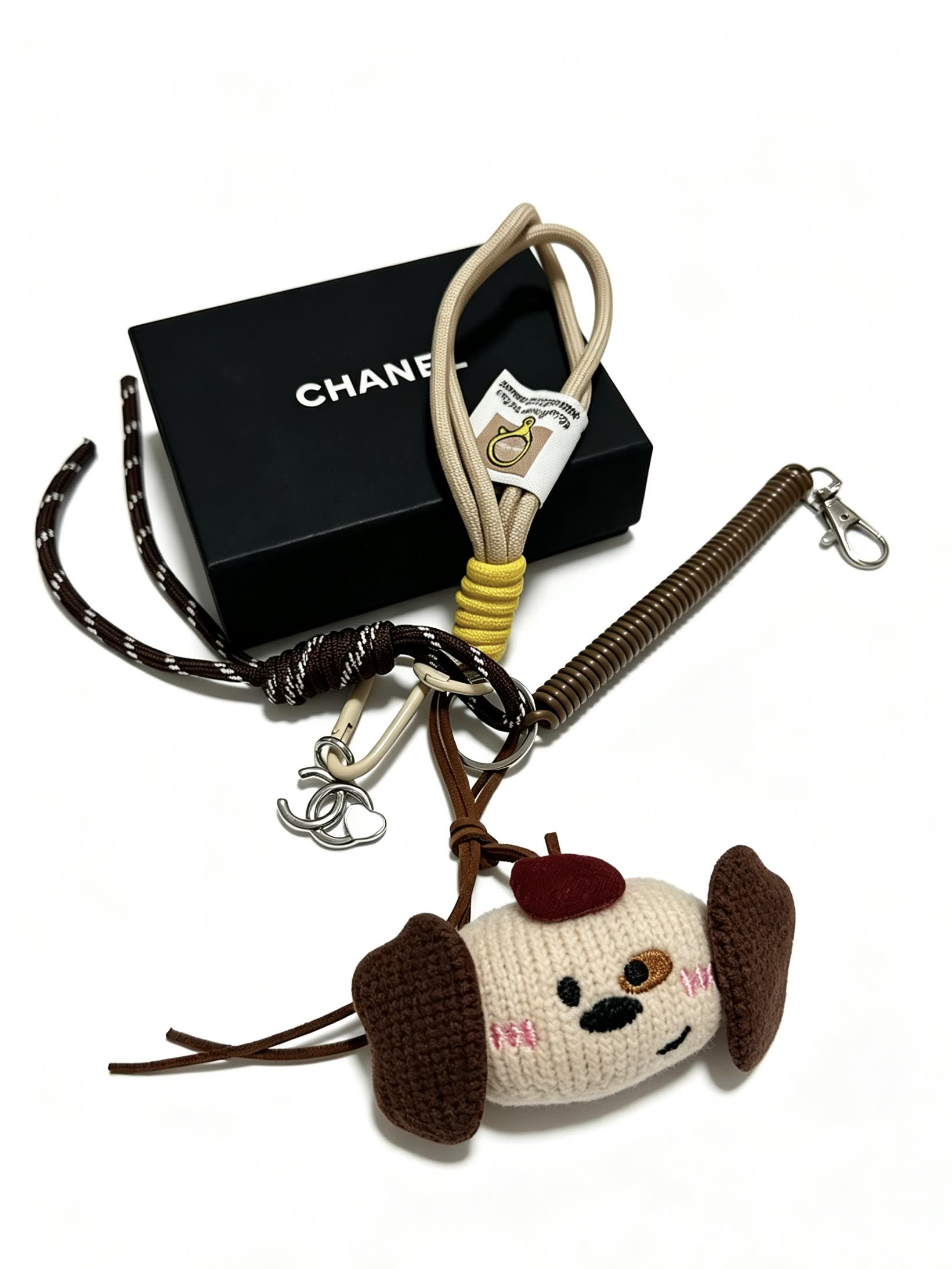 Chanel Beige Dog Keychain
