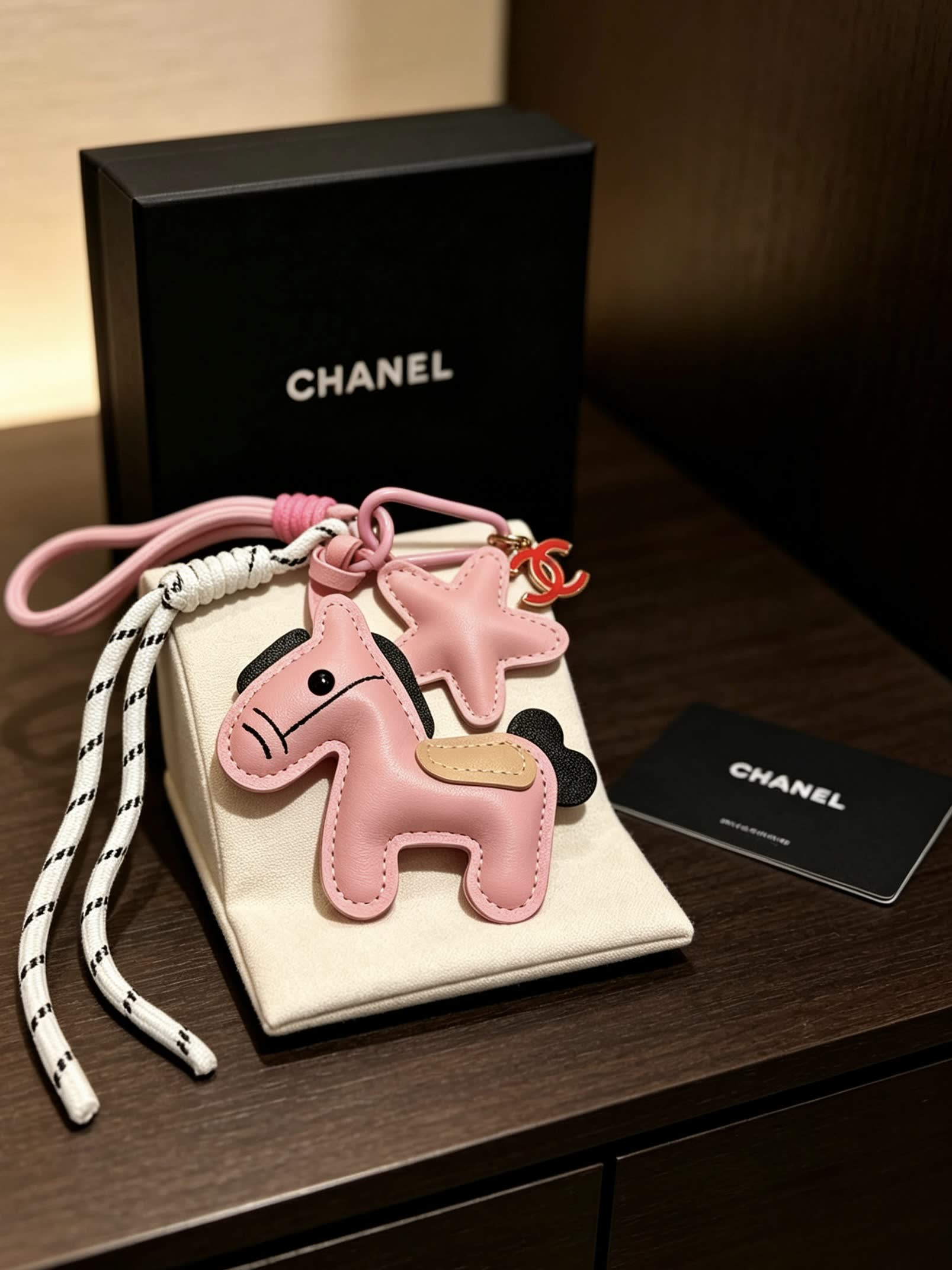 Chanel Pink Donkey Charm Keychain