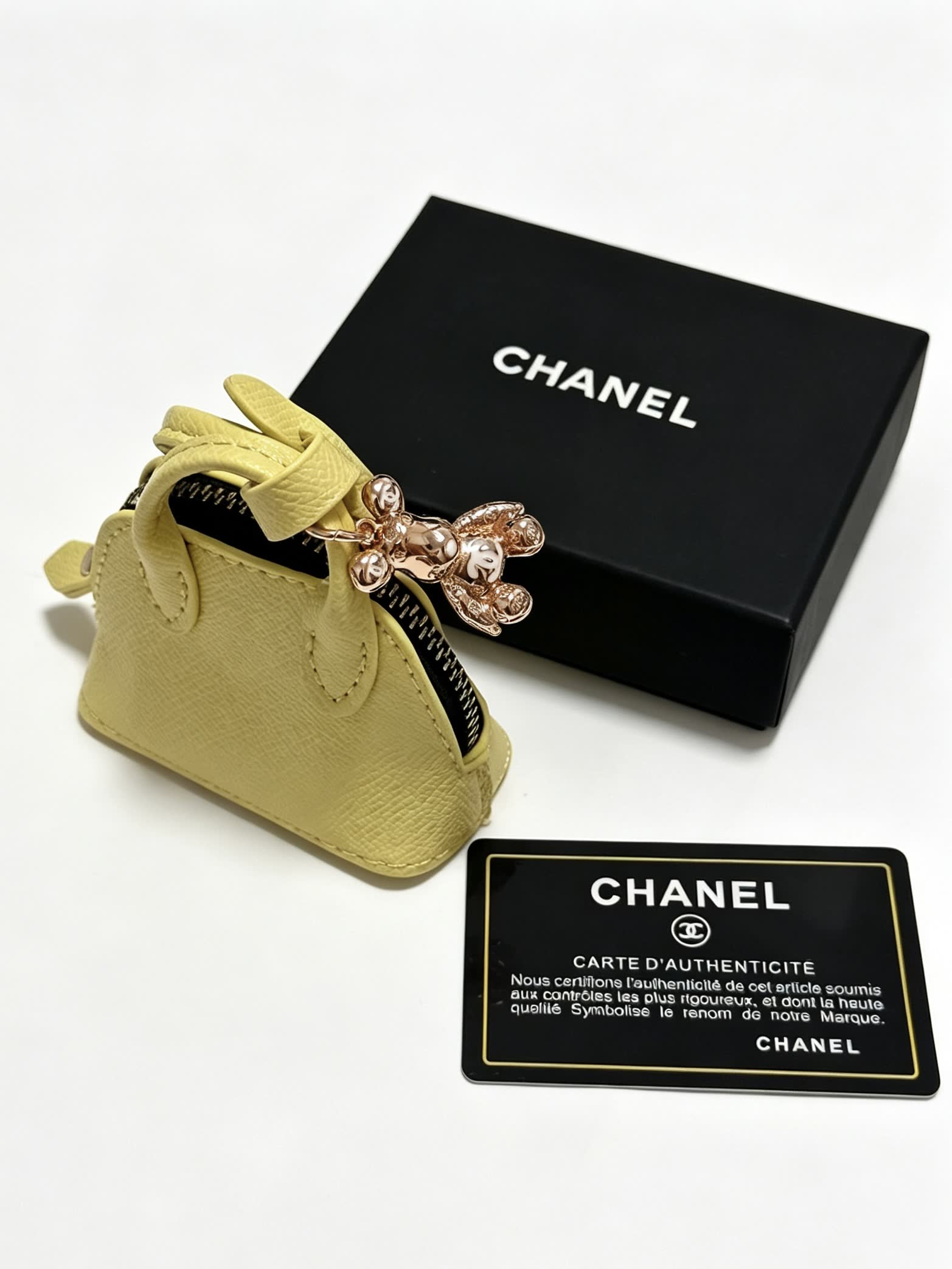 Chanel Yellow Leather Keychain