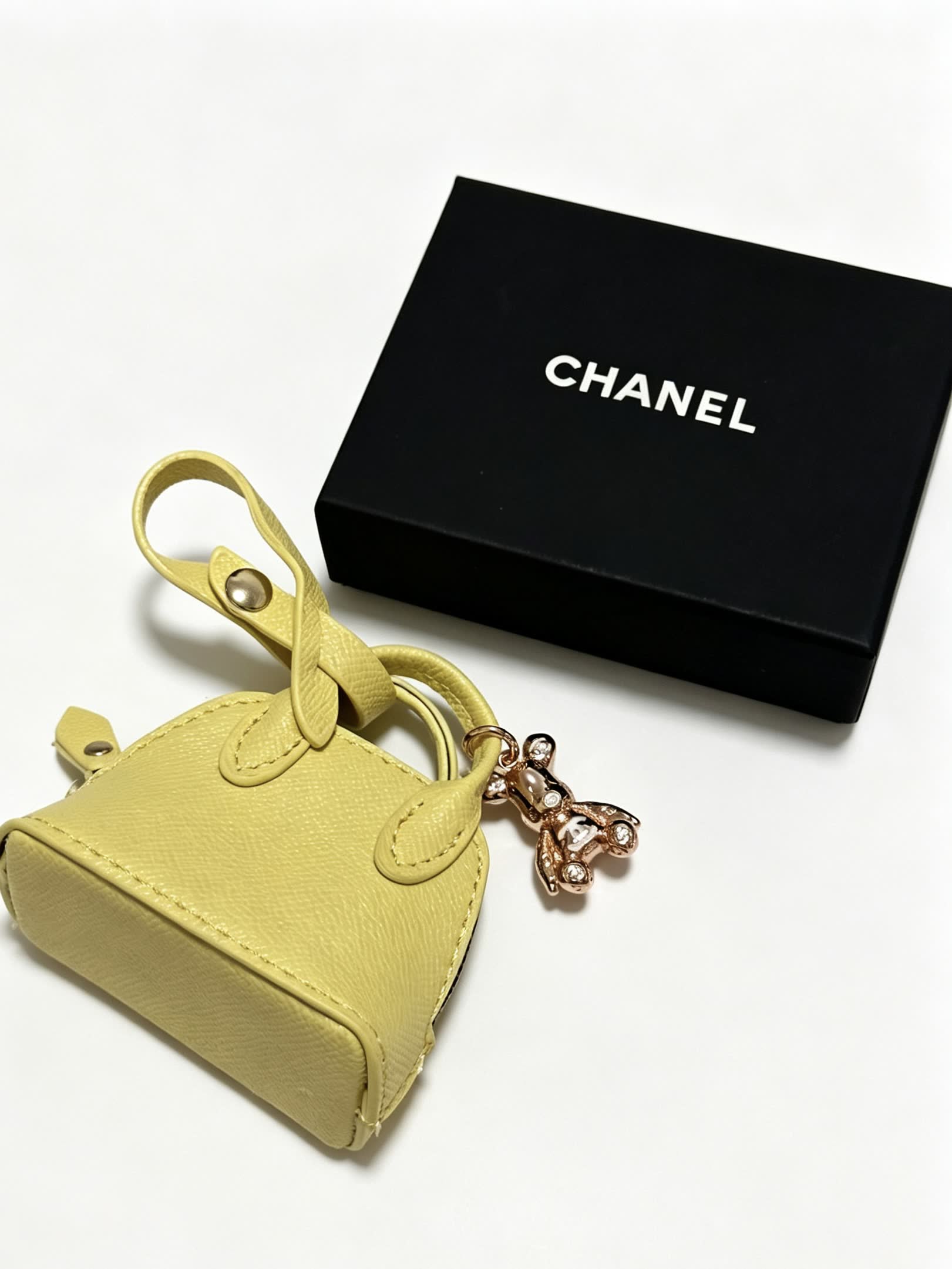 Chanel Yellow Leather Keychain