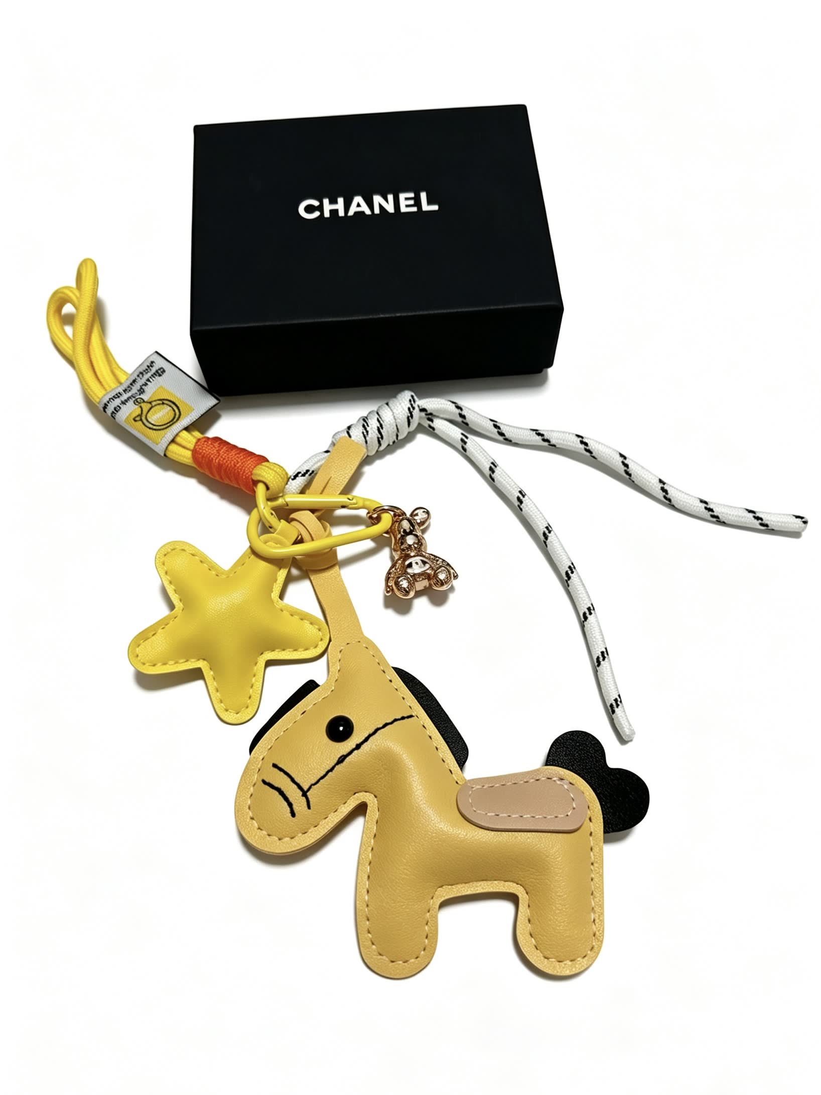 Chanel Leather Keychain with Star and Horse Charm