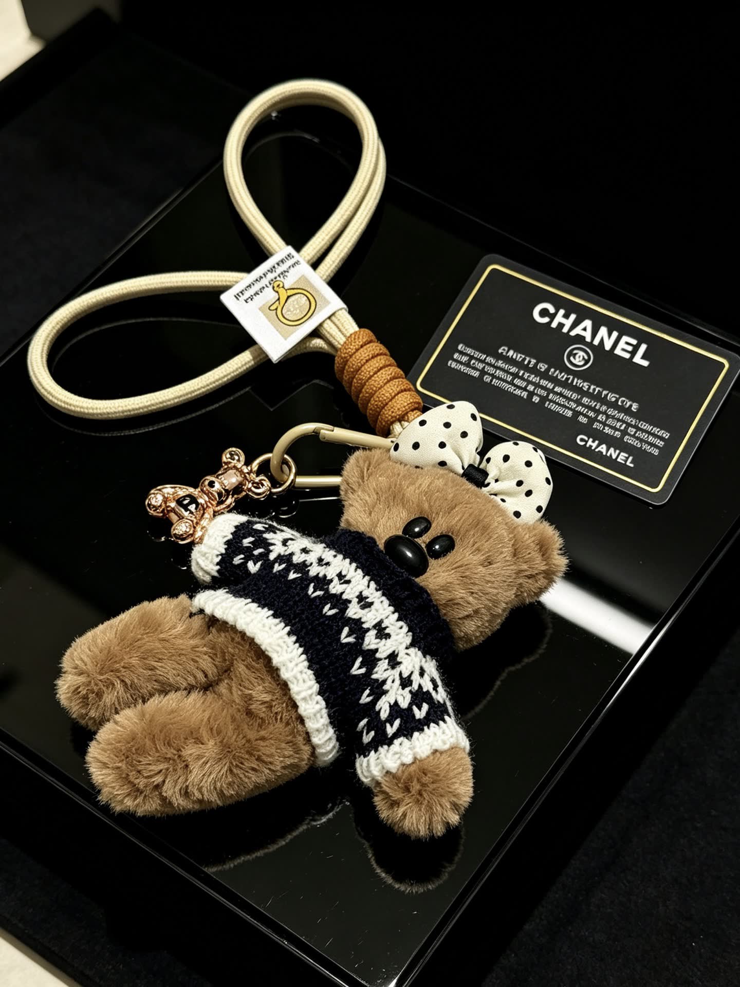 Chanel Bear Keychain with Starbucks Coffee Can Charm