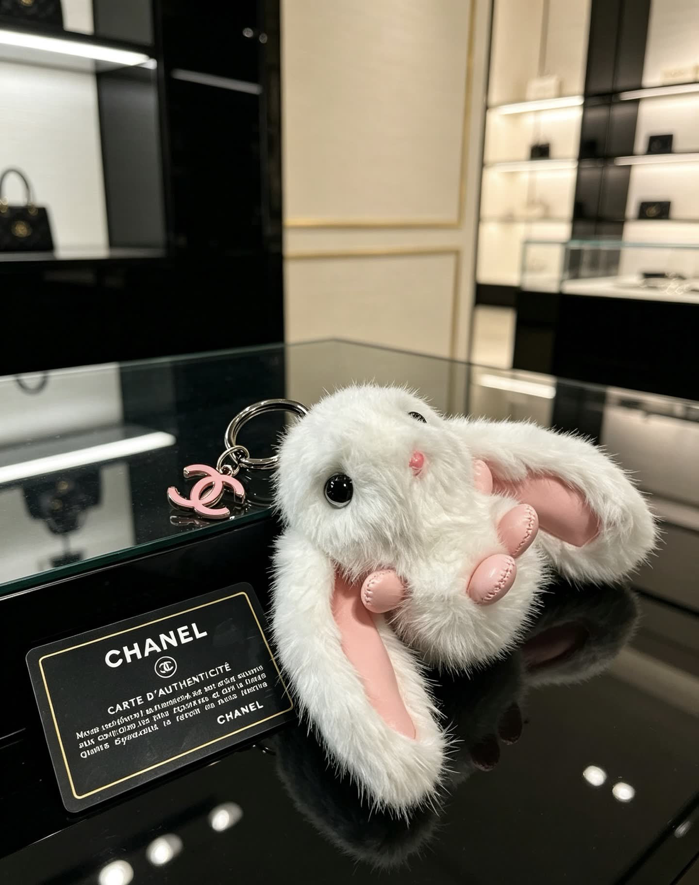 Chanel White Rabbit Keychain