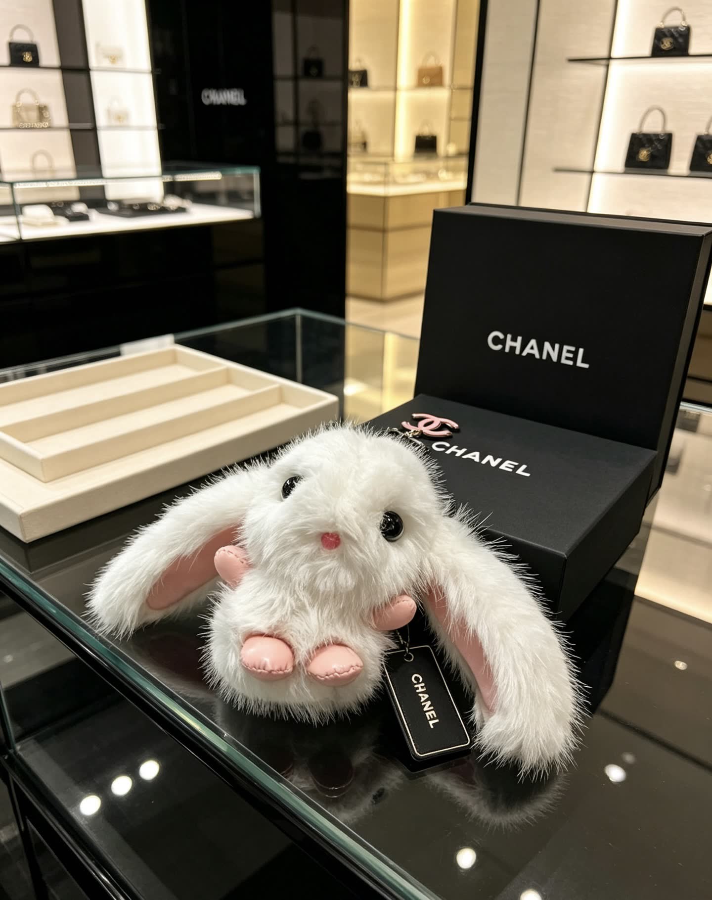 Chanel White Rabbit Keychain