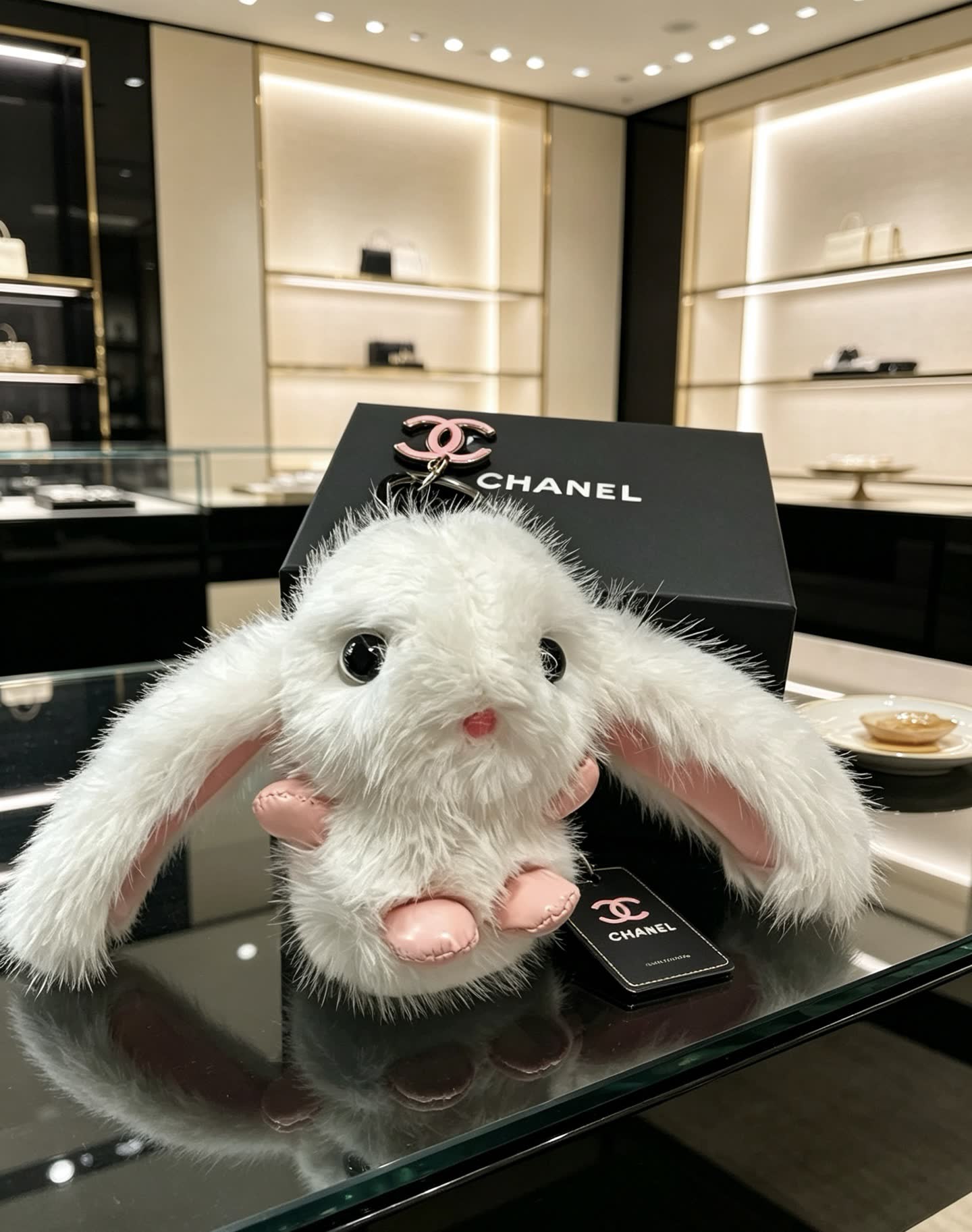 Chanel White Rabbit Keychain