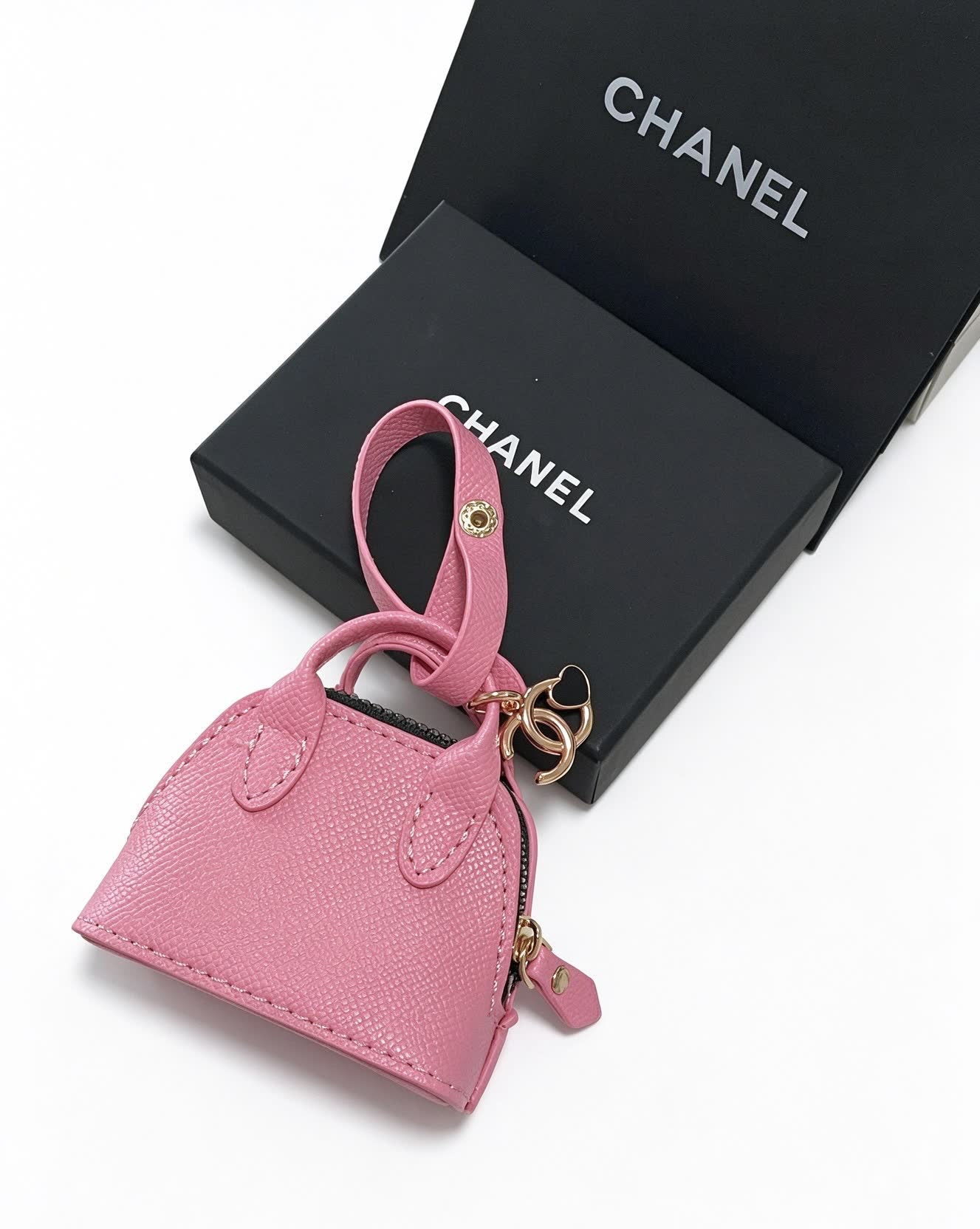 Chanel Pink Leather Keychain