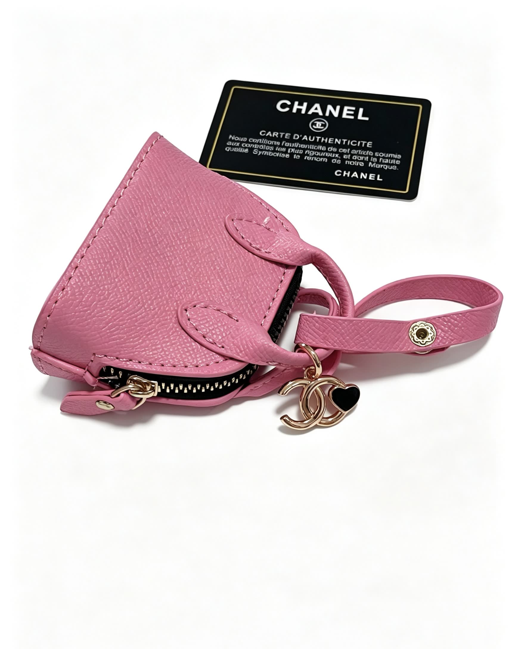 Chanel Pink Leather Keychain