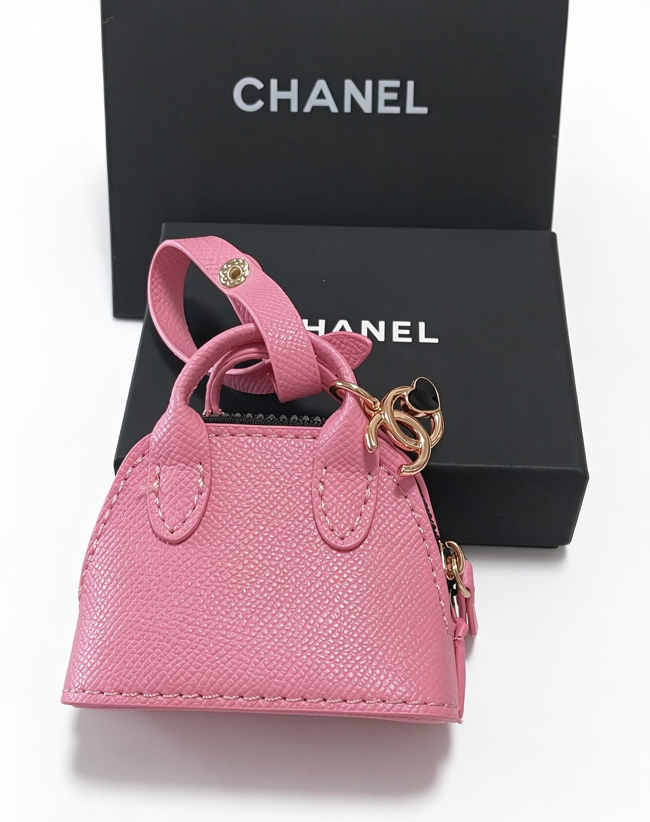 Chanel Pink Leather Keychain