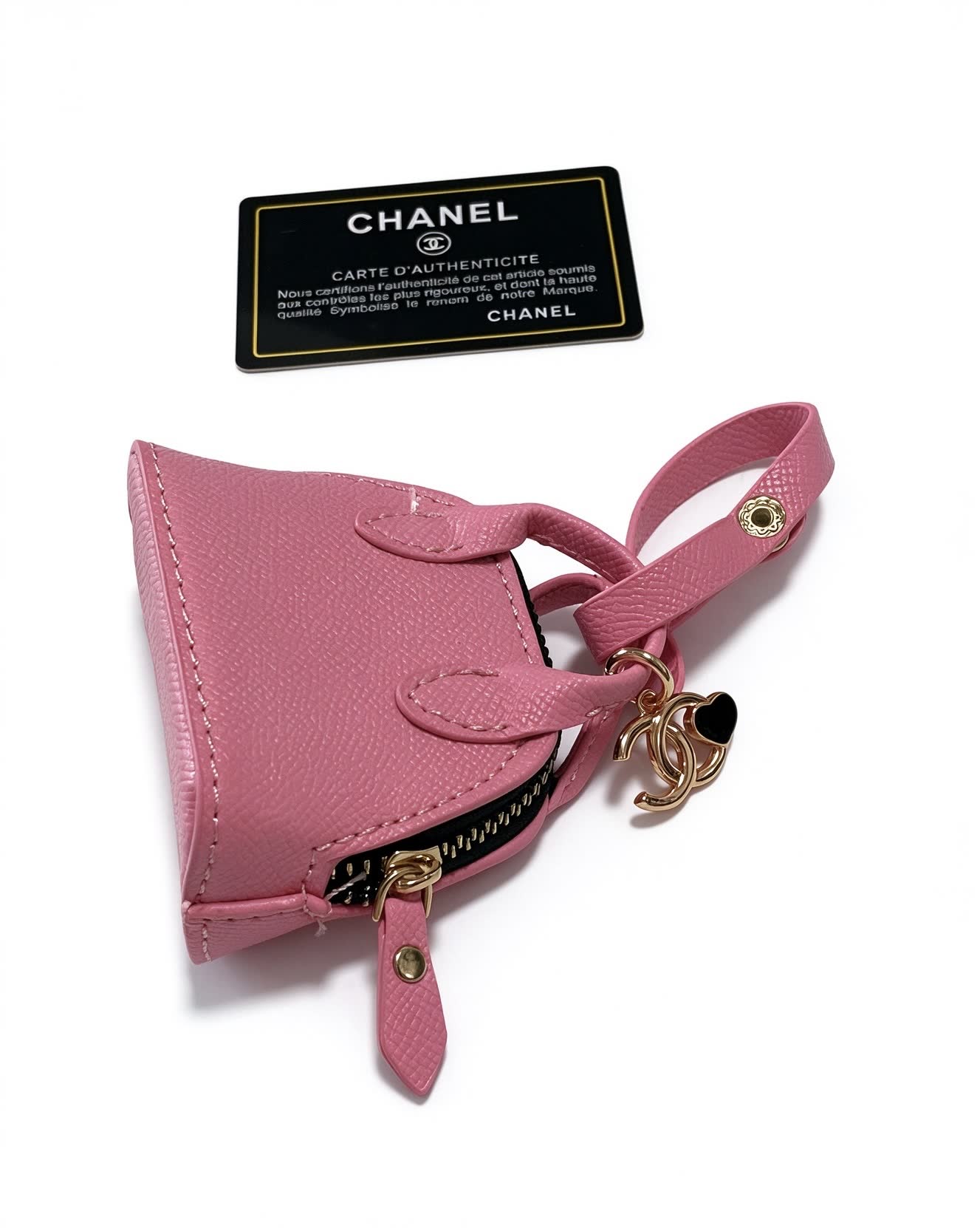 Chanel Pink Leather Keychain