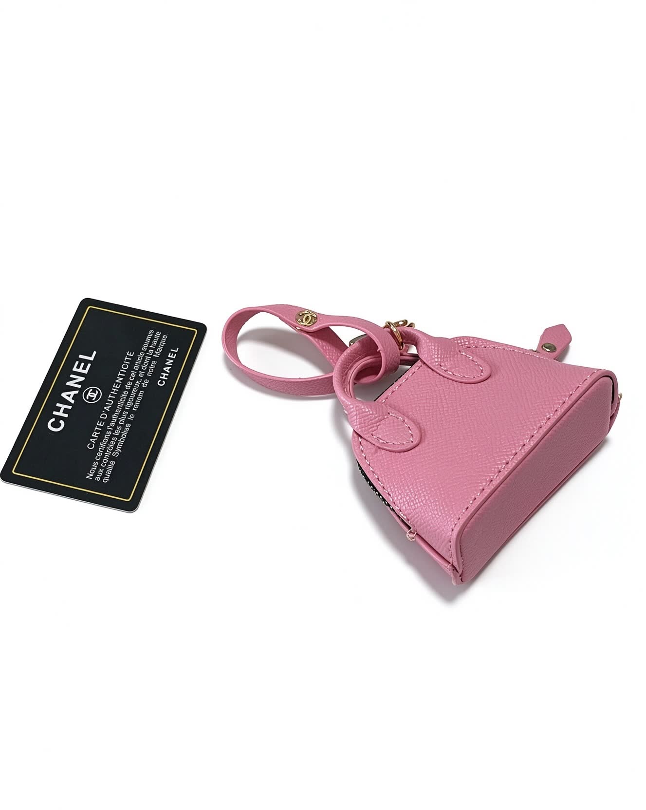 Chanel Pink Leather Keychain