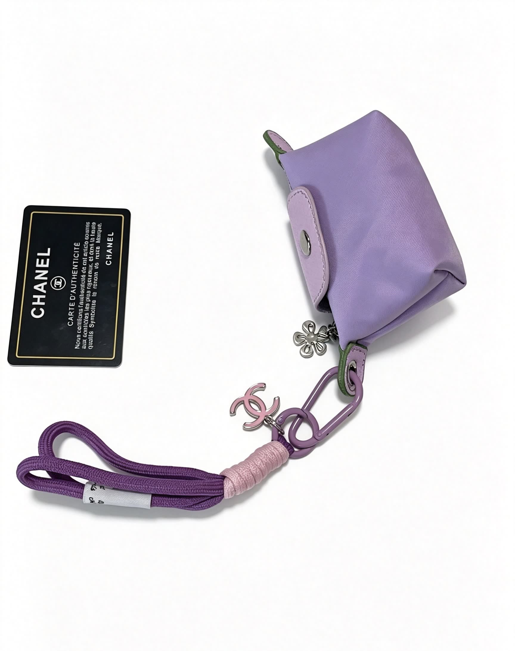 Chanel Purple Leather Keychain with Charm