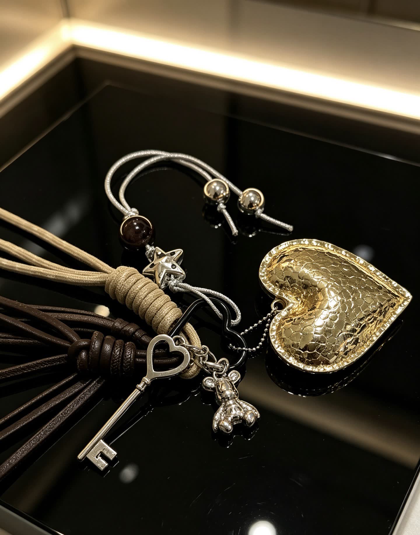 Chanel Gold Heart Charm Keychain Chanel Gold Heart Charm Keychain