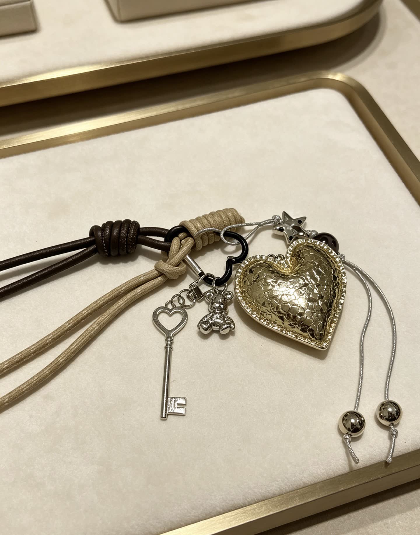Chanel Gold Heart Charm Keychain