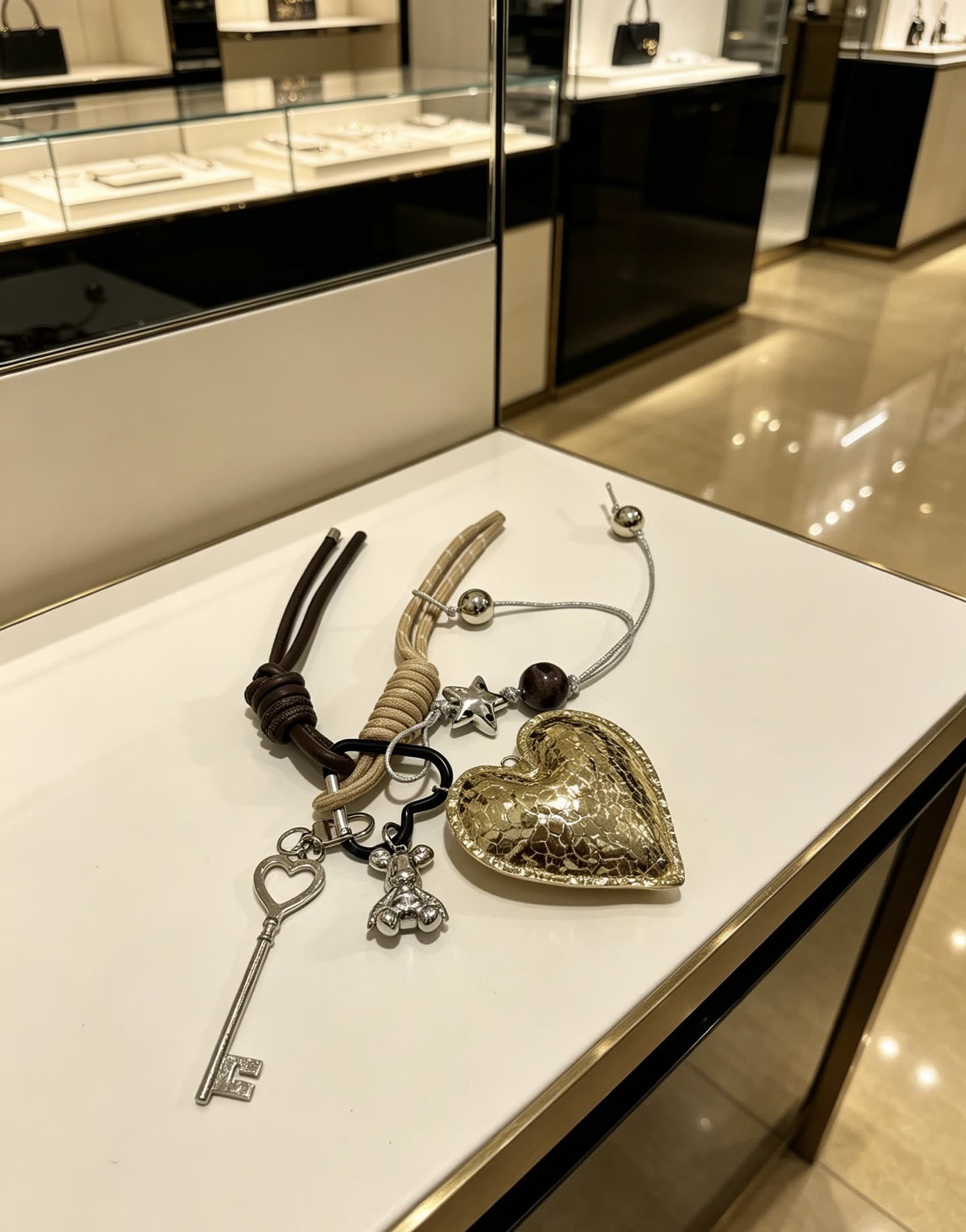 Chanel Gold Heart Charm Keychain