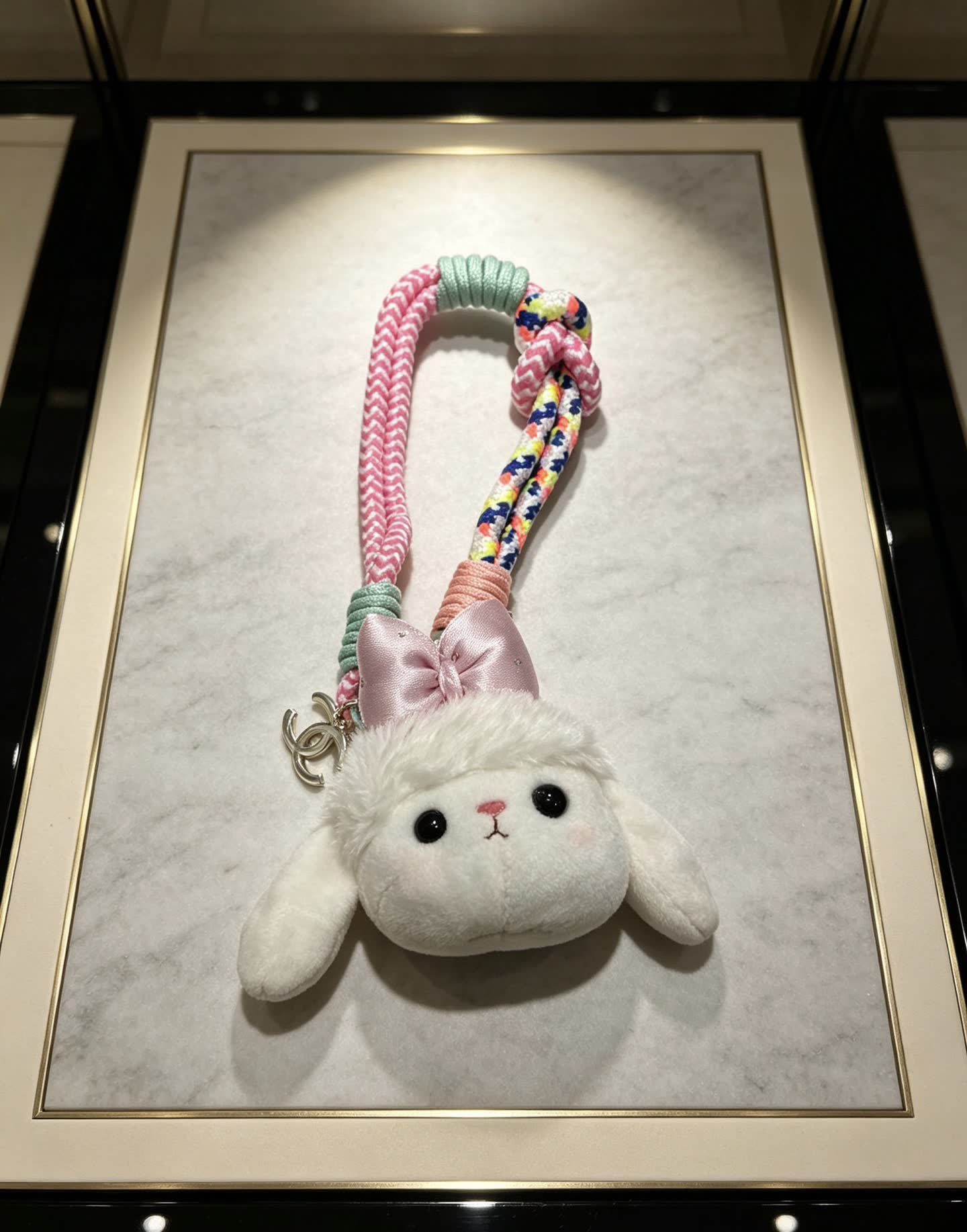 Chanel White Lamb Charm with Braided Strap