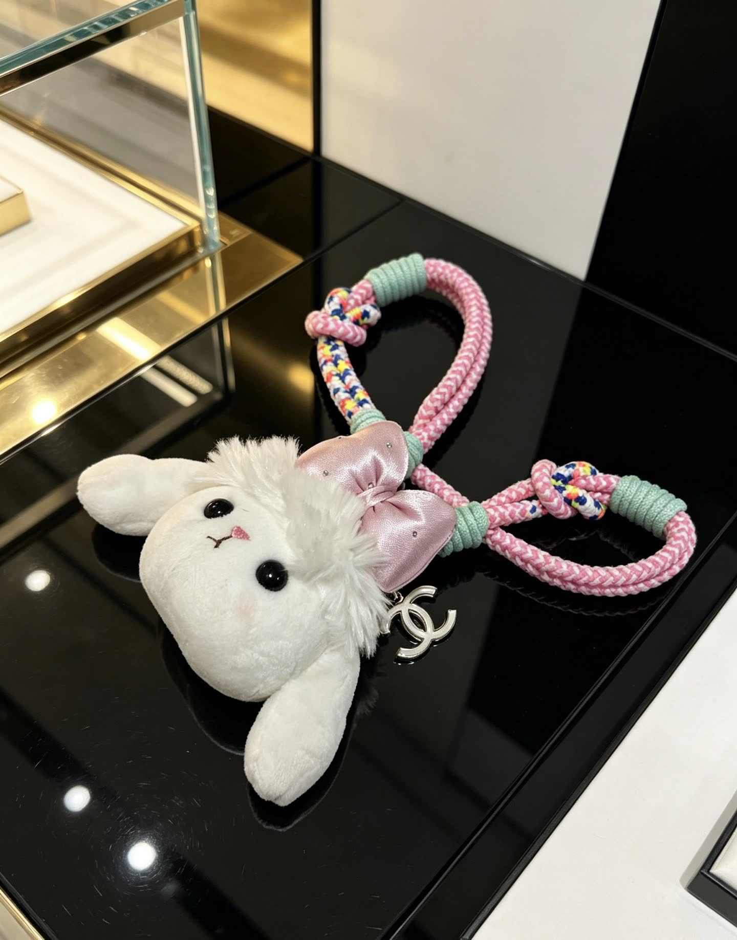 Chanel White Lamb Charm with Braided Strap