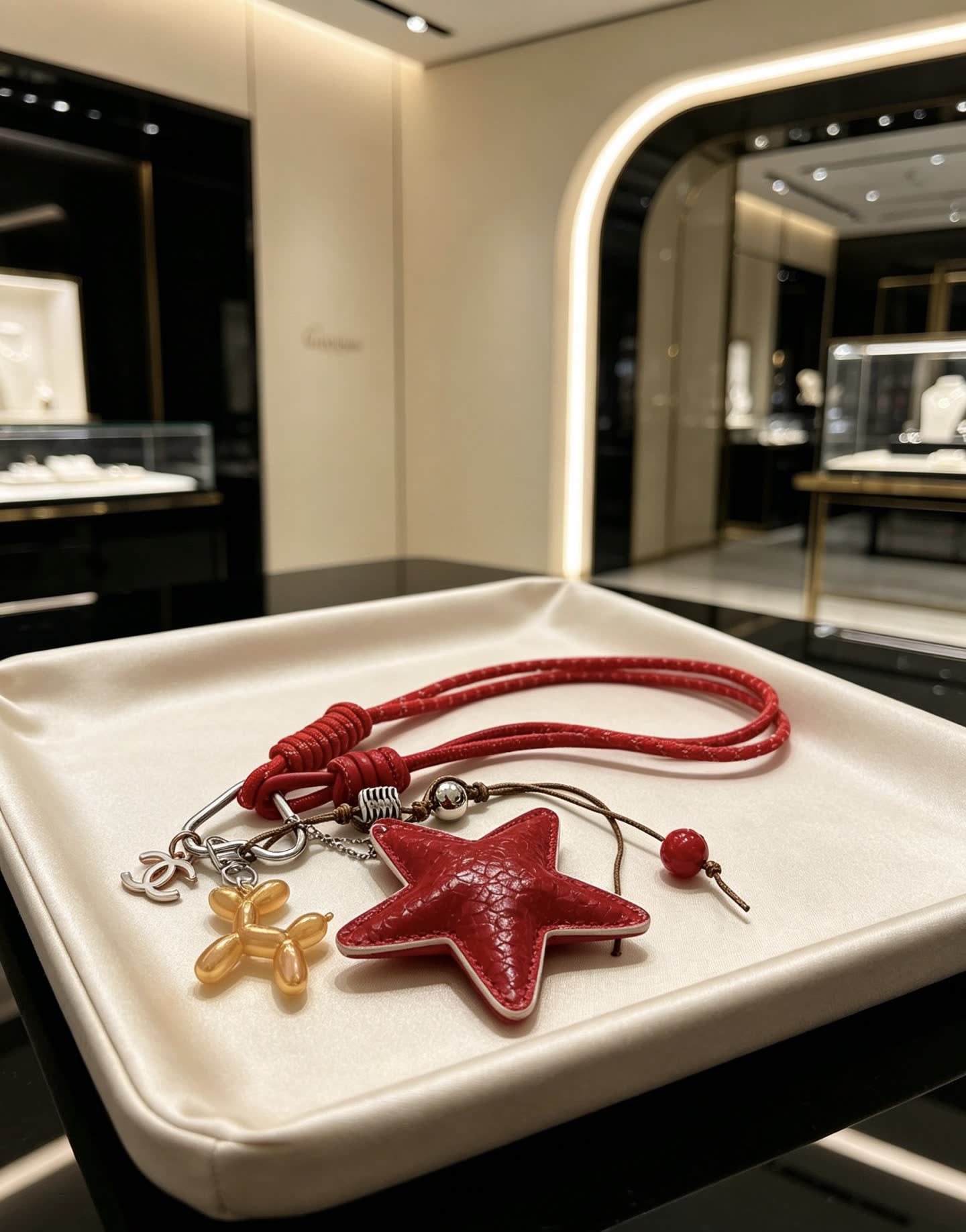 Chanel Red Star Charm Keychain