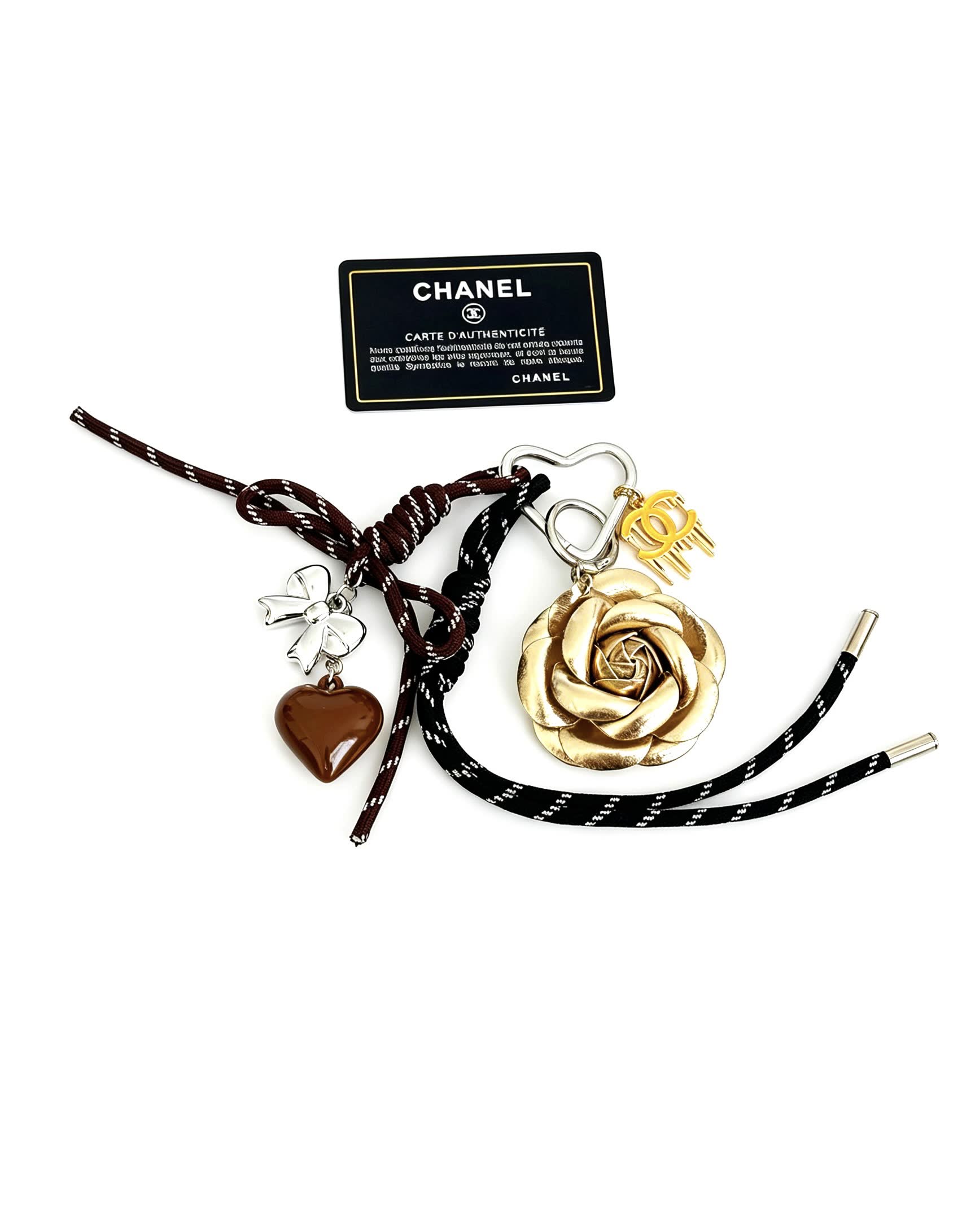 Chanel Keychain with Rose and Heart Charms