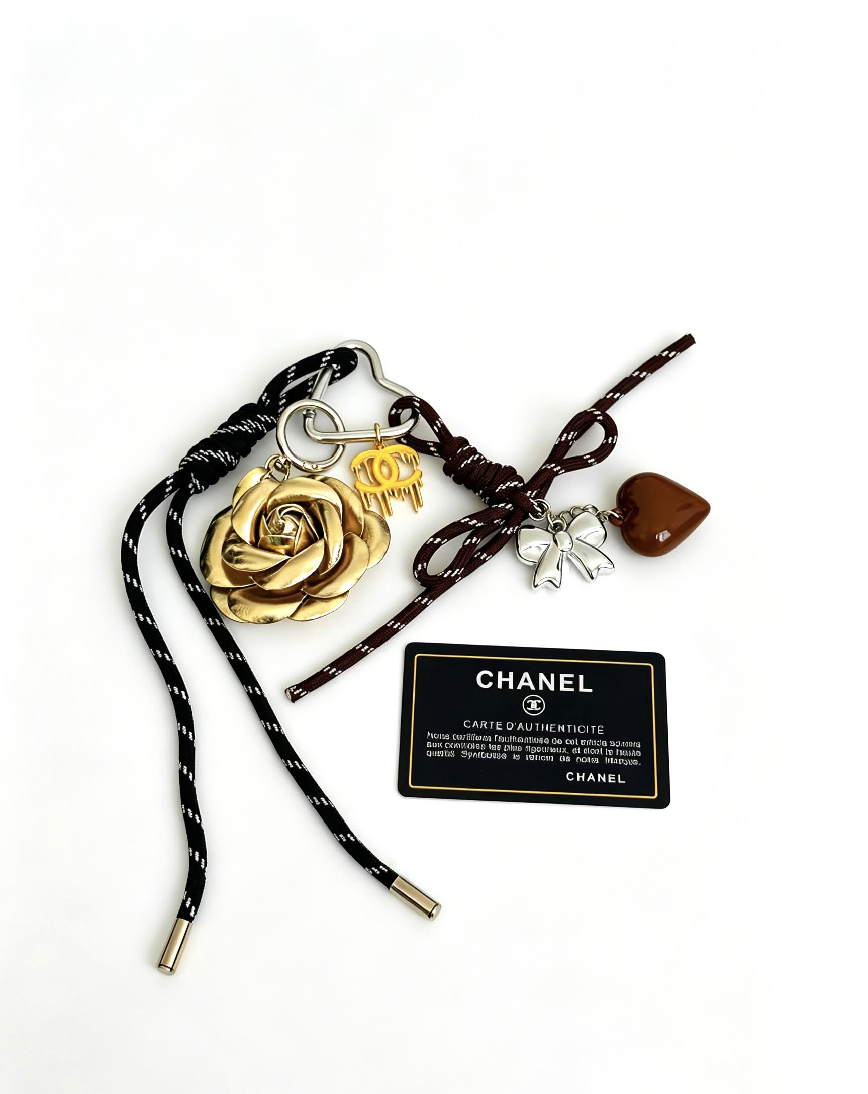 Chanel Keychain with Rose and Heart Charms