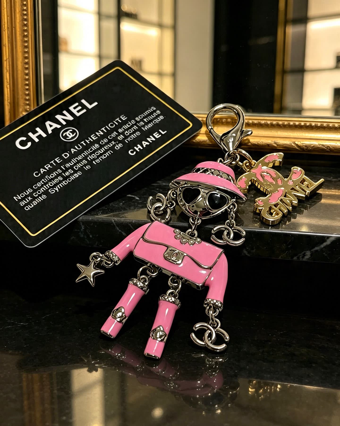 Chanel Pink Doll Charm Keychain