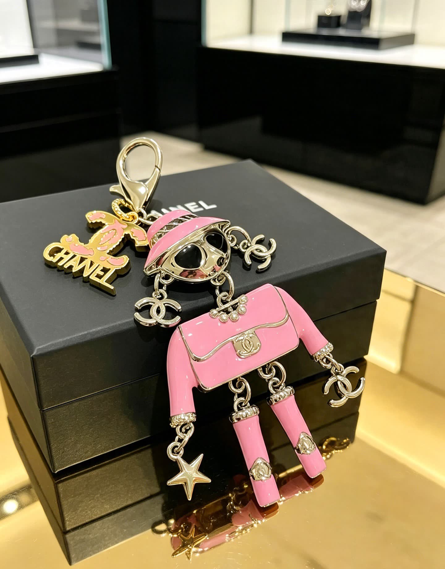 Chanel Pink Doll Charm Keychain