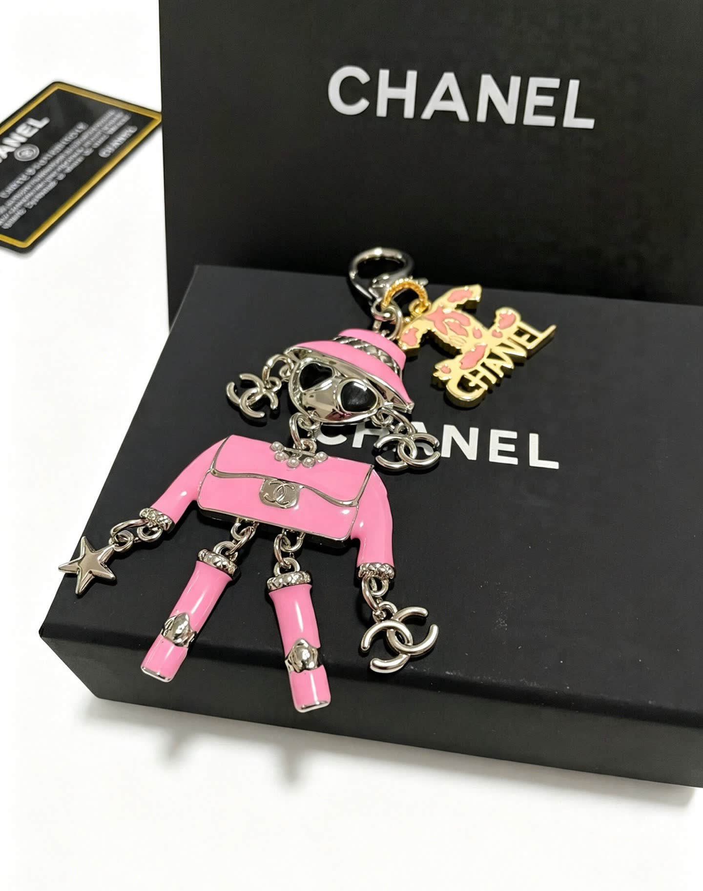 Chanel Pink Doll Charm Keychain