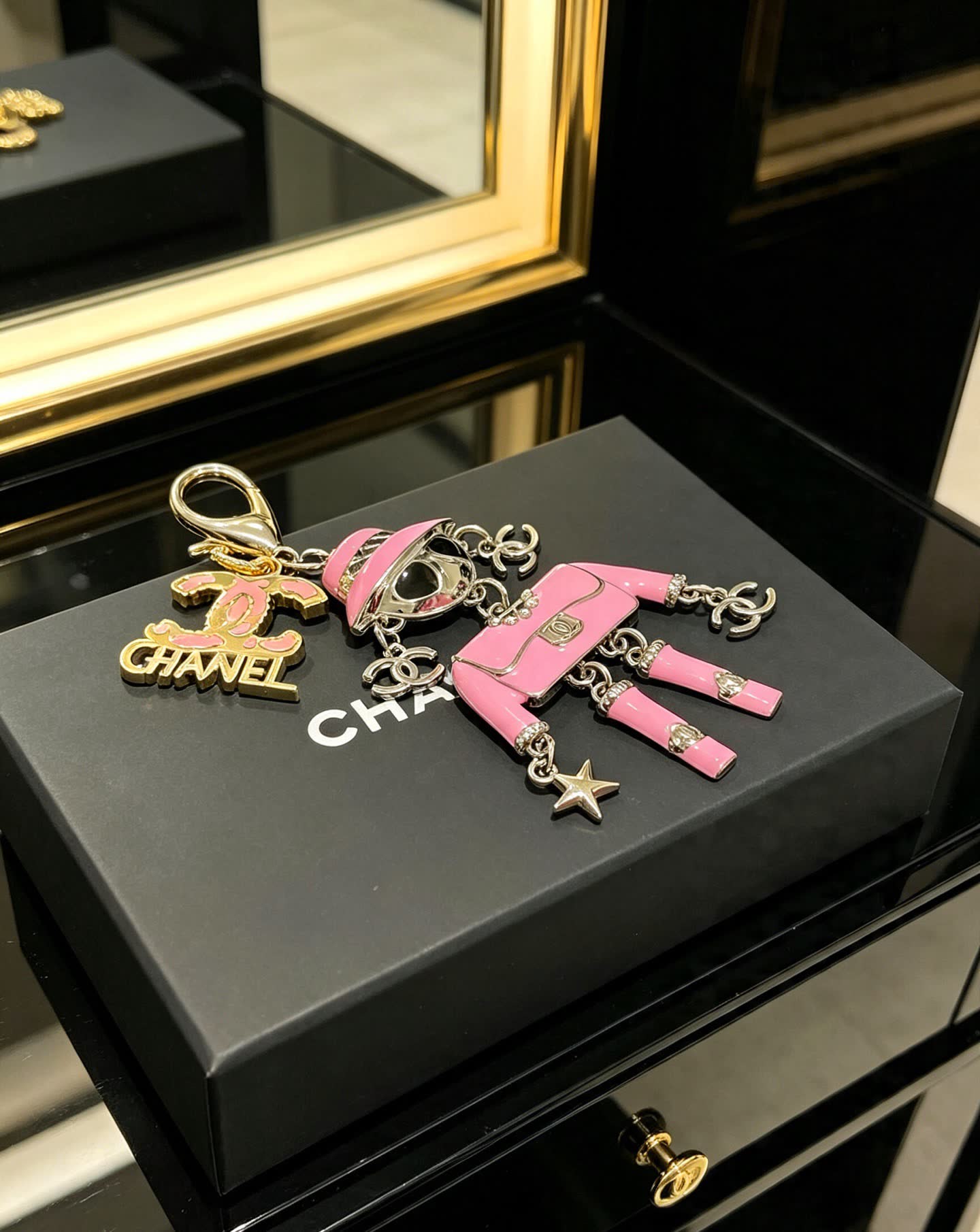 Chanel Pink Doll Charm Keychain