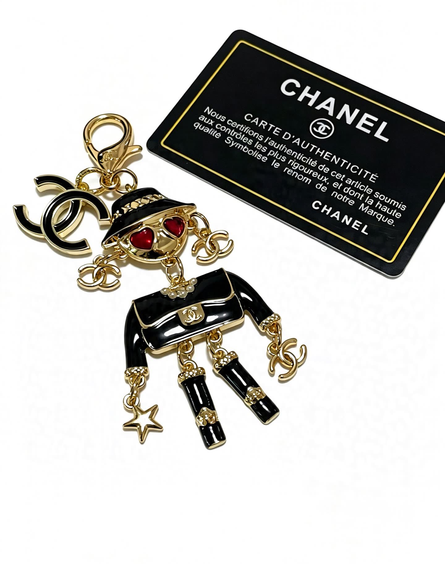 Chanel Gold-tone and Enamel Keychain
