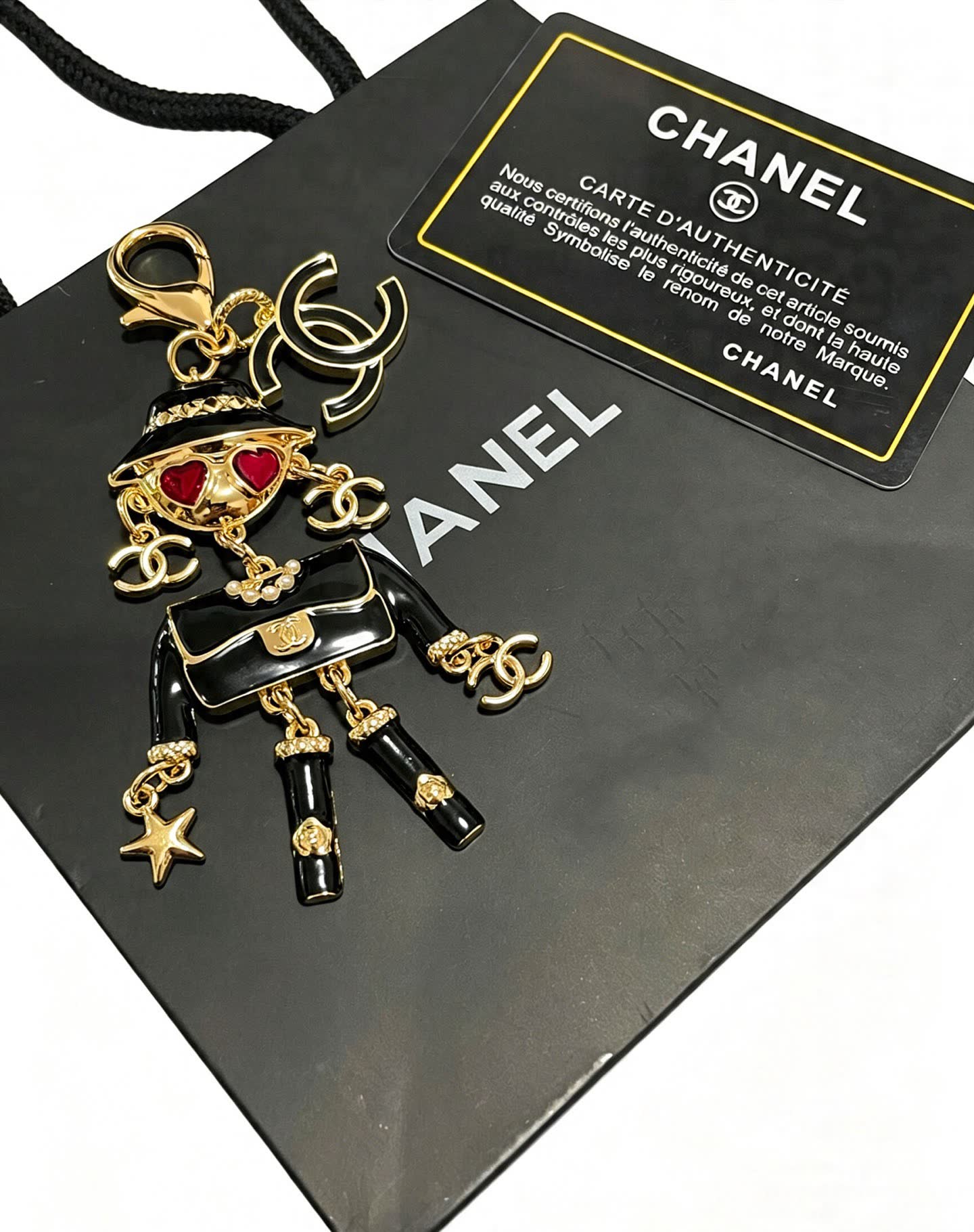 Chanel Gold-tone and Enamel Keychain