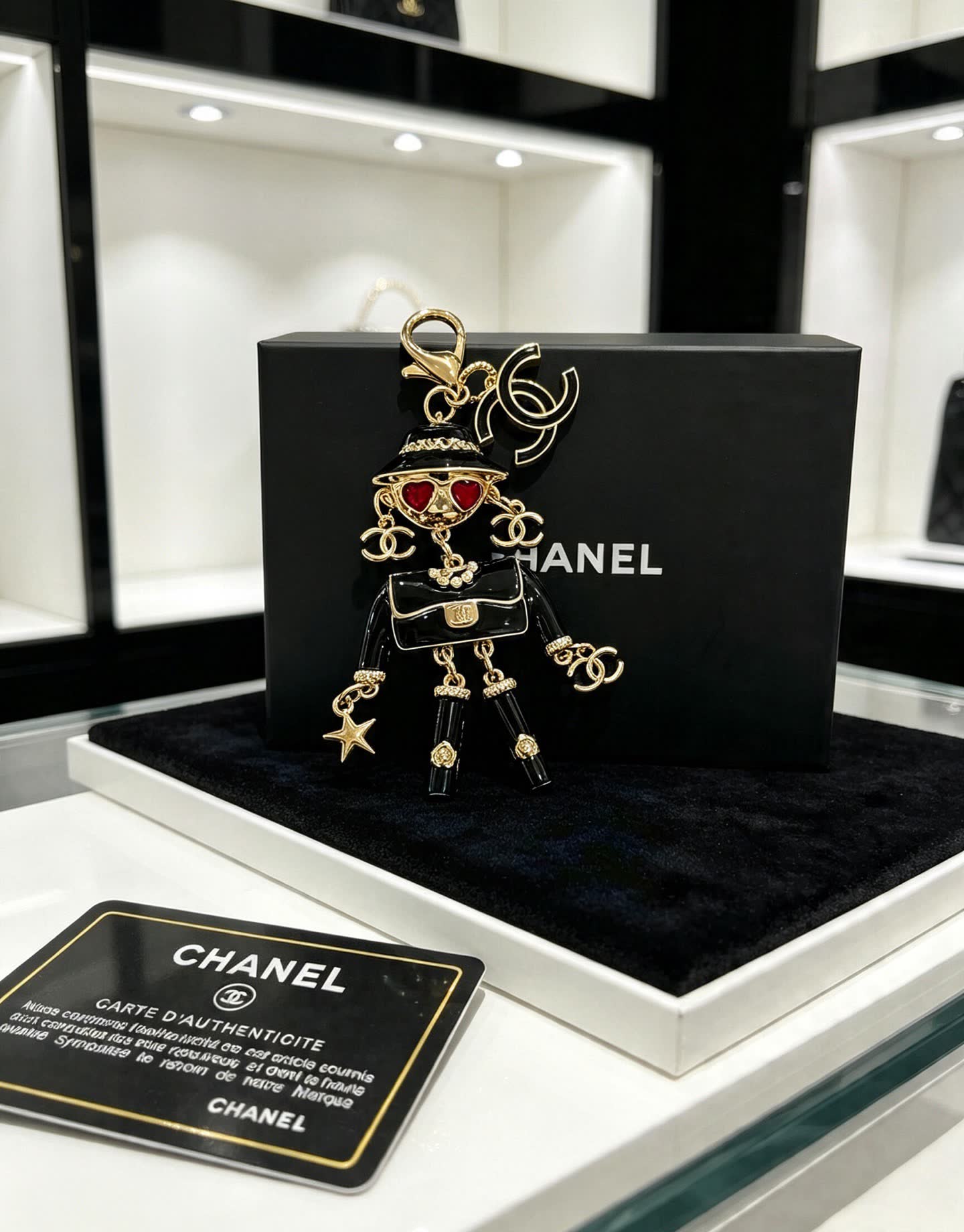 Chanel Gold-tone and Enamel Keychain