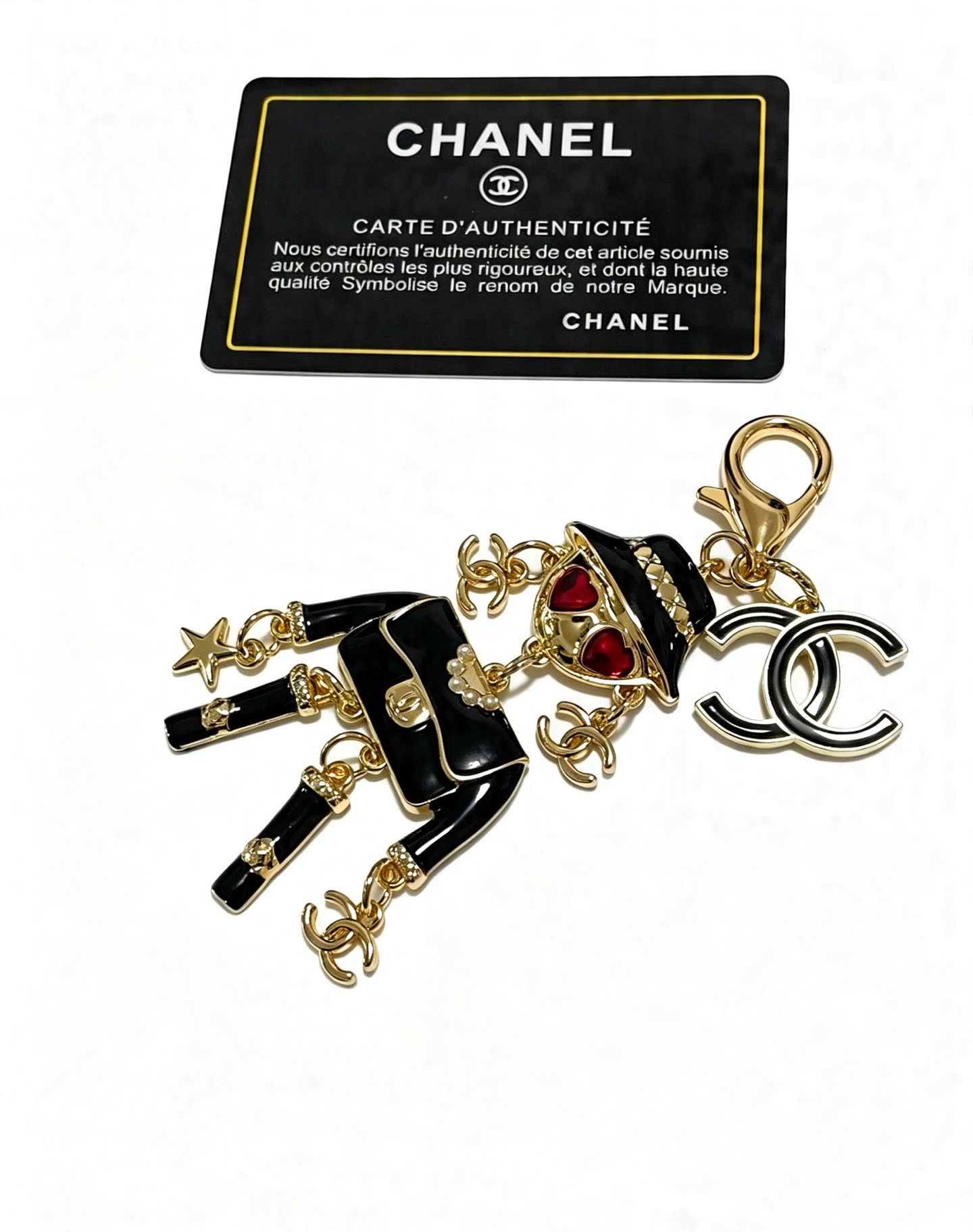 Chanel Gold-tone and Enamel Keychain