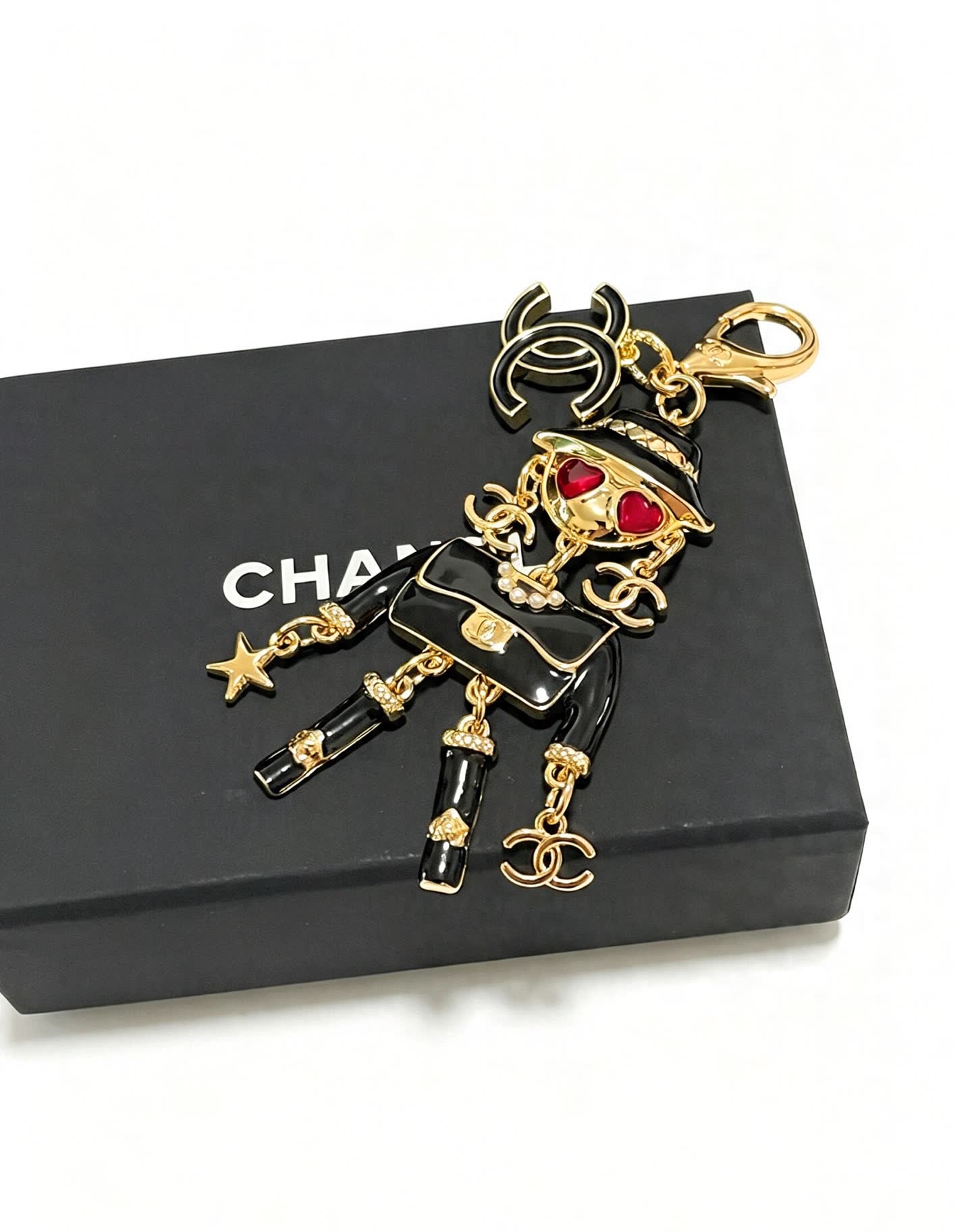 Chanel Gold-tone and Enamel Keychain