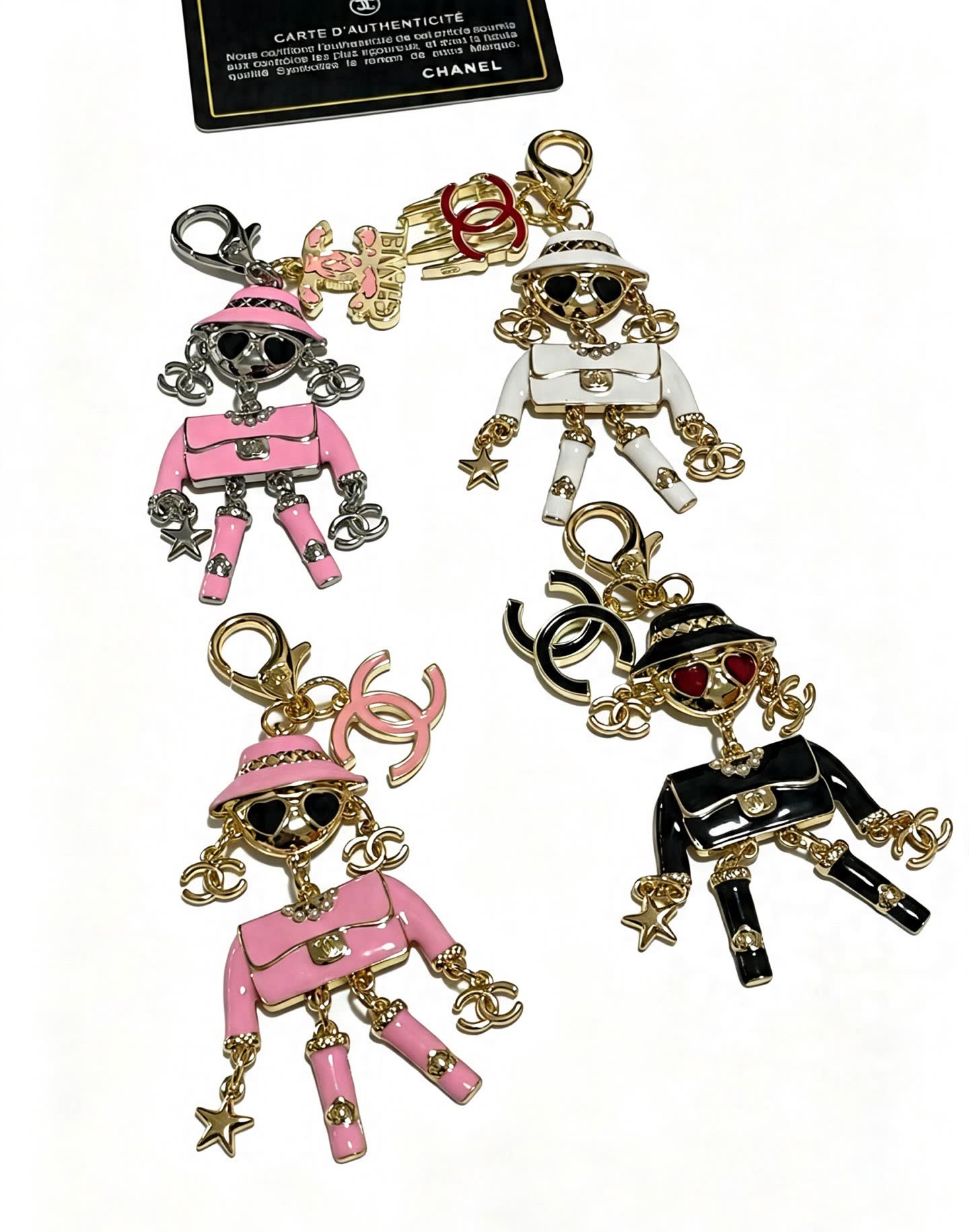 Chanel Gold-tone and Enamel Keychain