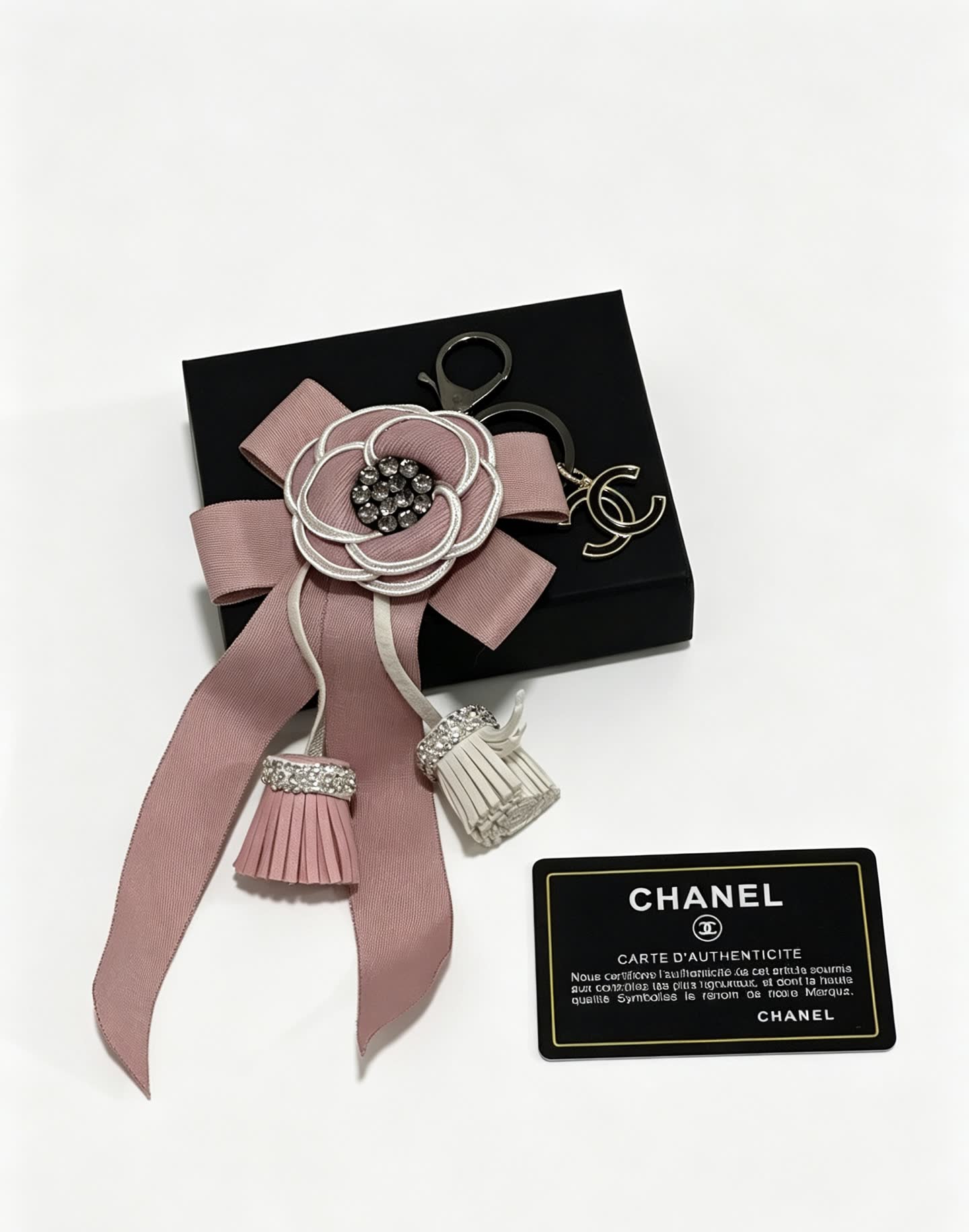 Chanel Pink Ribbon Keychain