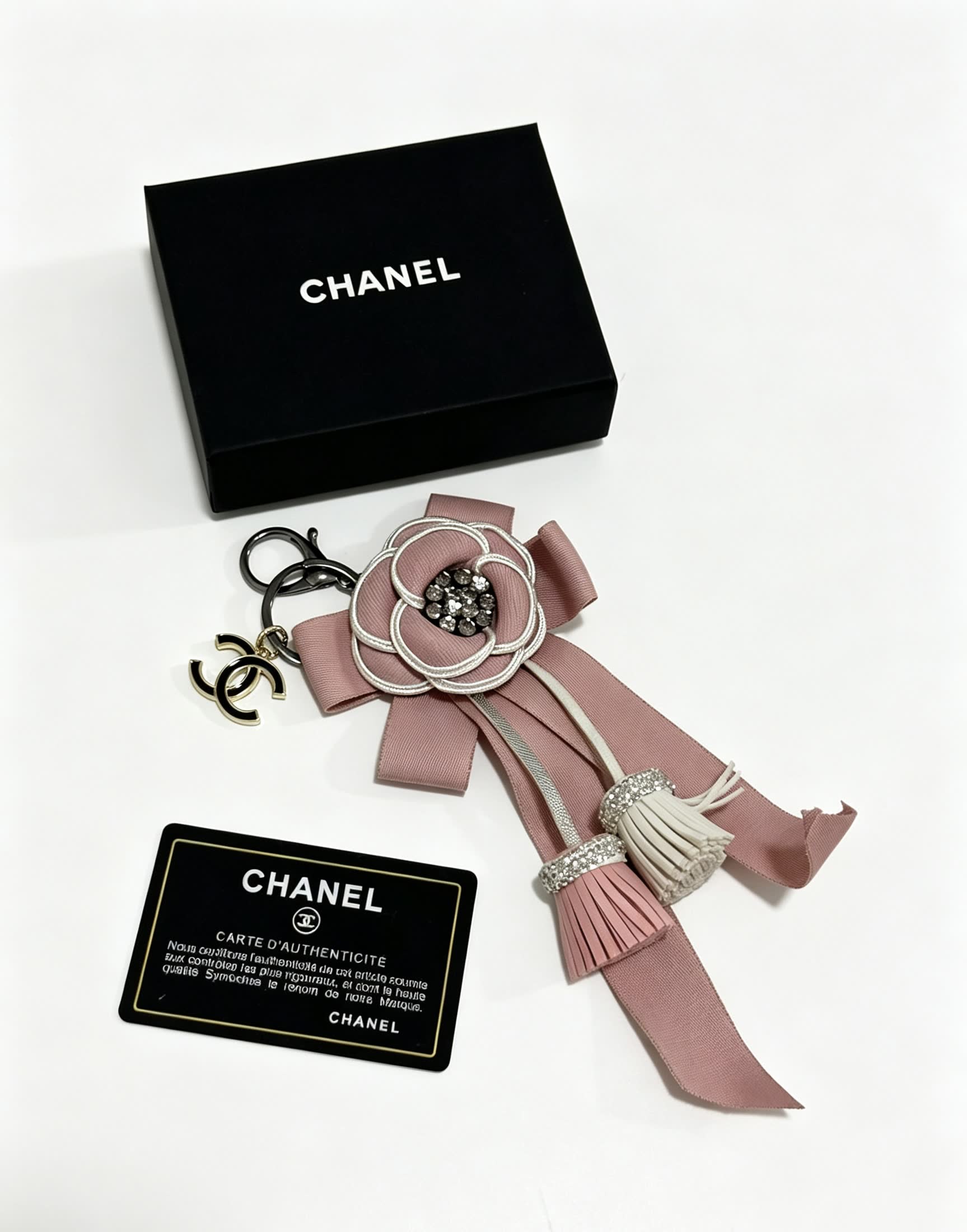 Chanel Pink Ribbon Keychain