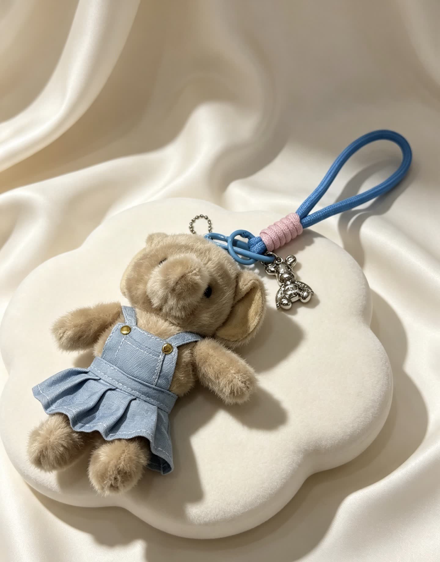 Chanel Blue Denim Dress Bear Keychain
