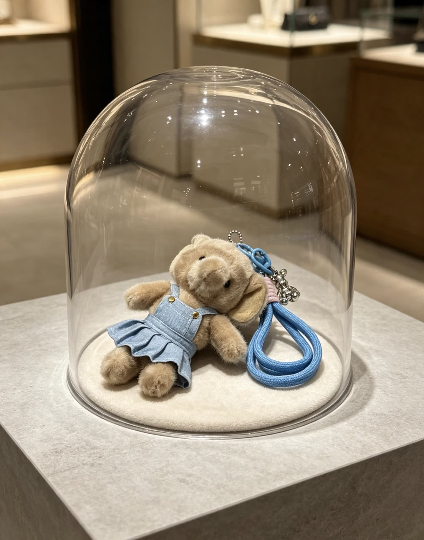 Chanel Blue Denim Dress Bear Keychain