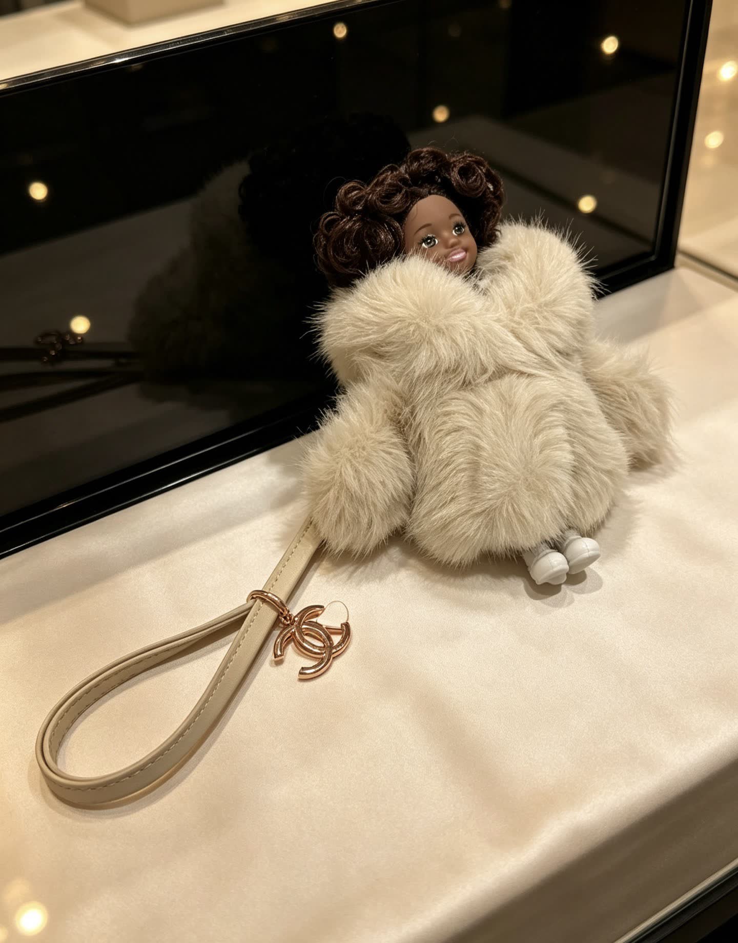 Chanel Furry Keychain with Doll