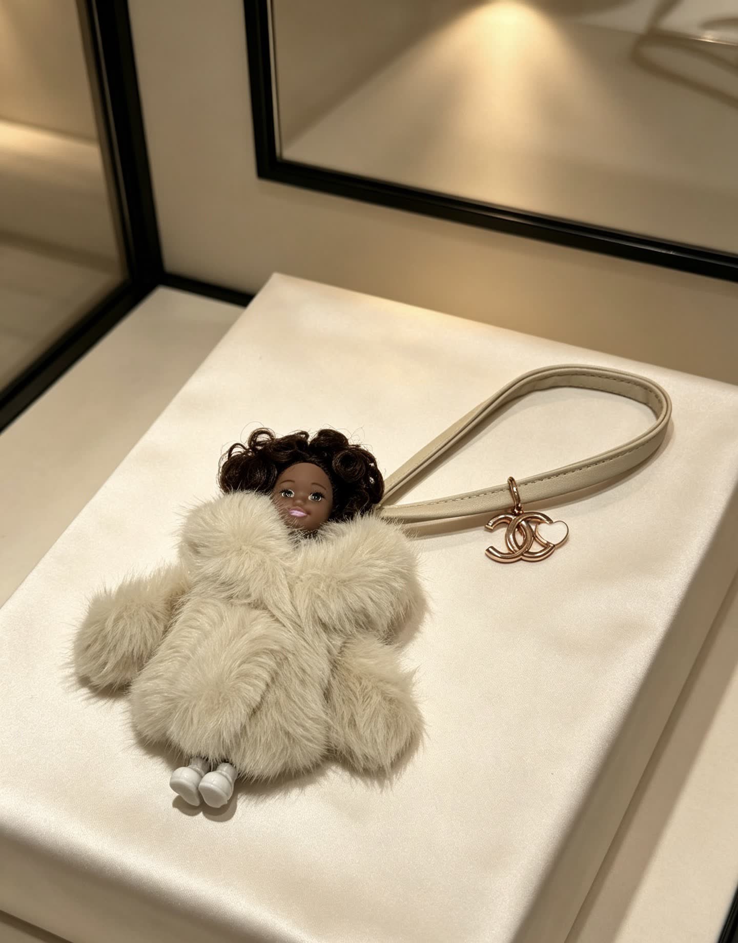 Chanel Furry Keychain with Doll