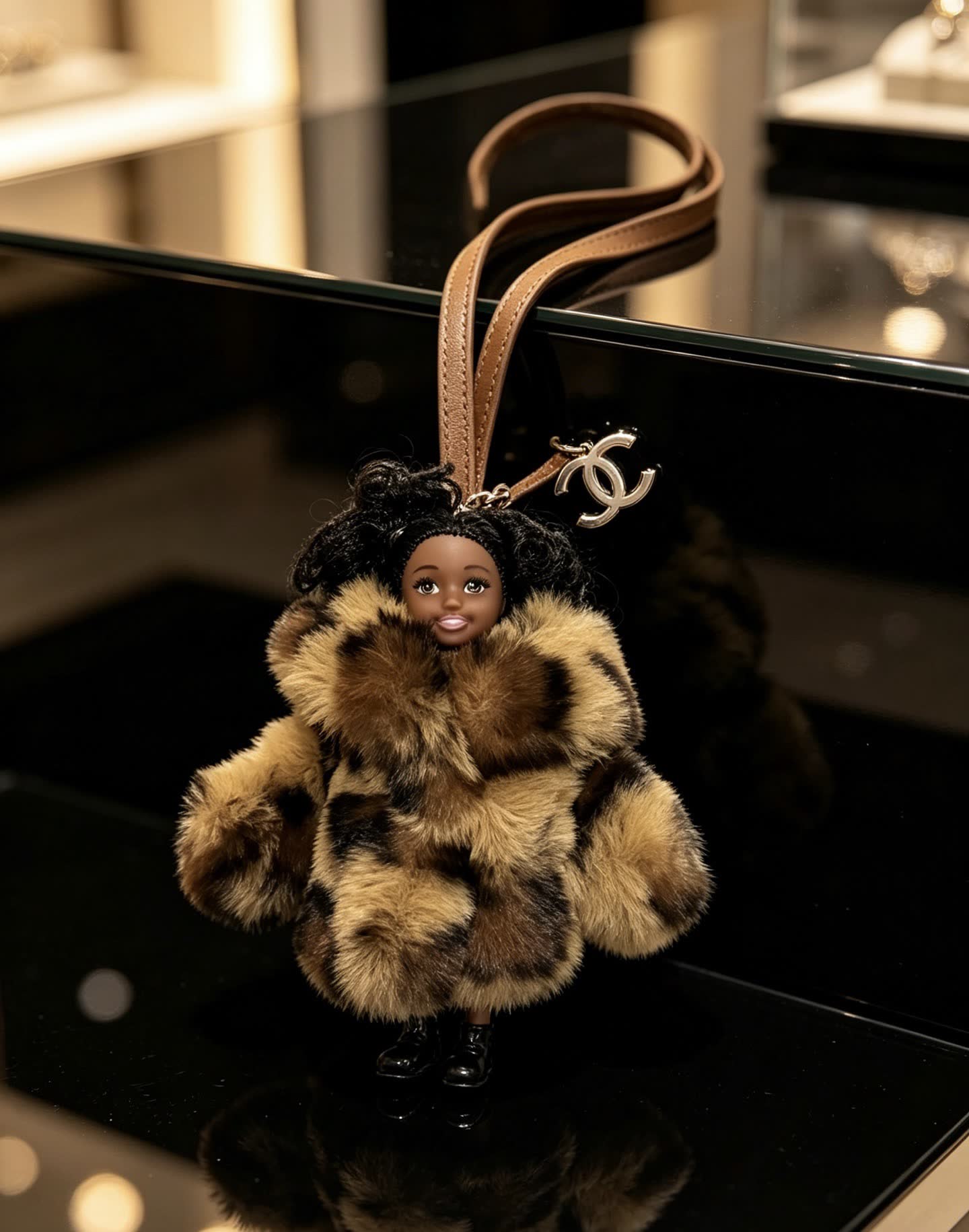 Chanel Furry Keychain with Doll Charm Chanel Furry Keychain with Doll Charm
