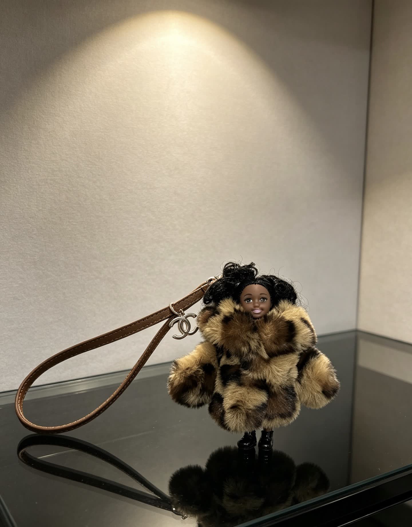 Chanel Furry Keychain with Doll Charm