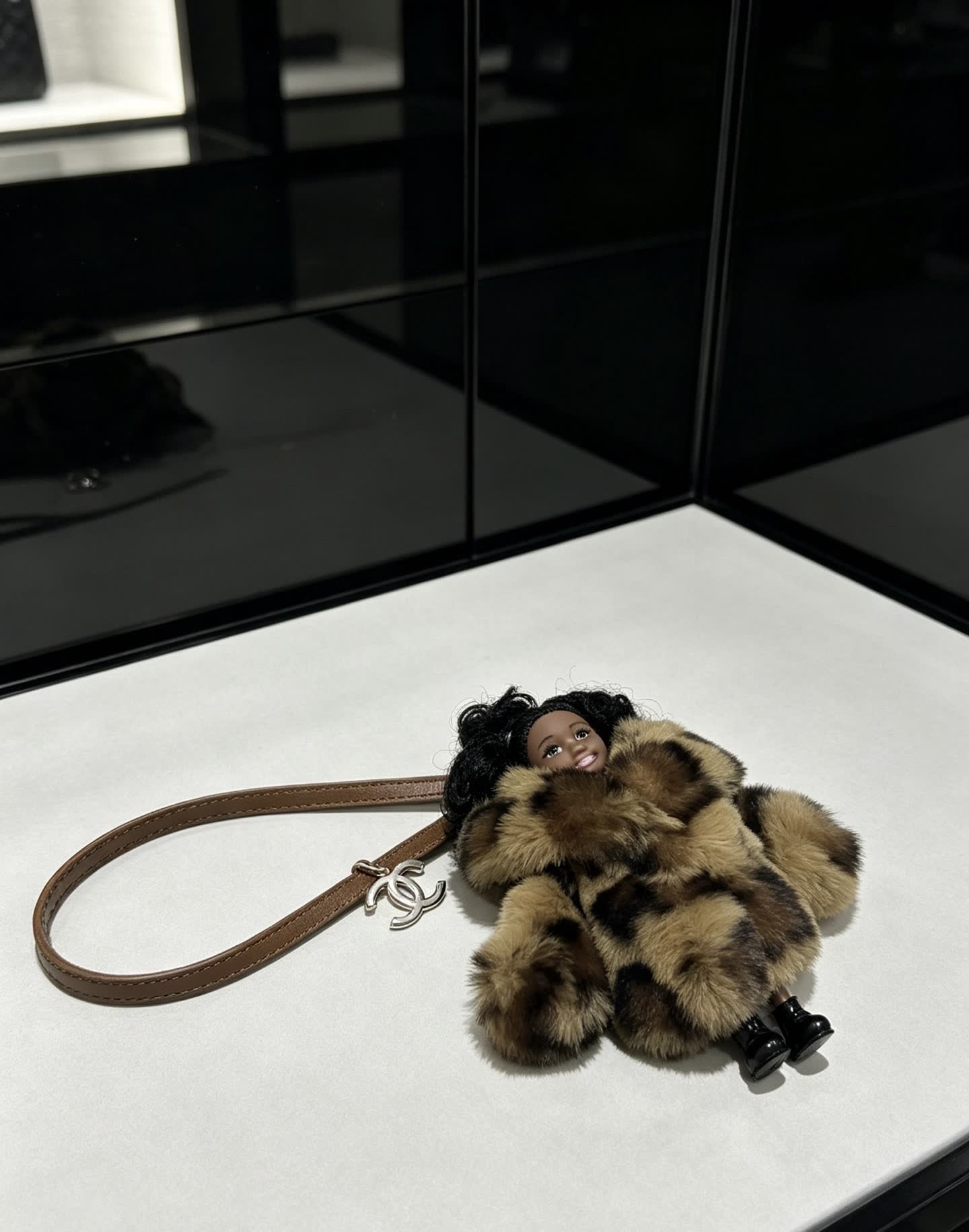 Chanel Furry Keychain with Doll Charm