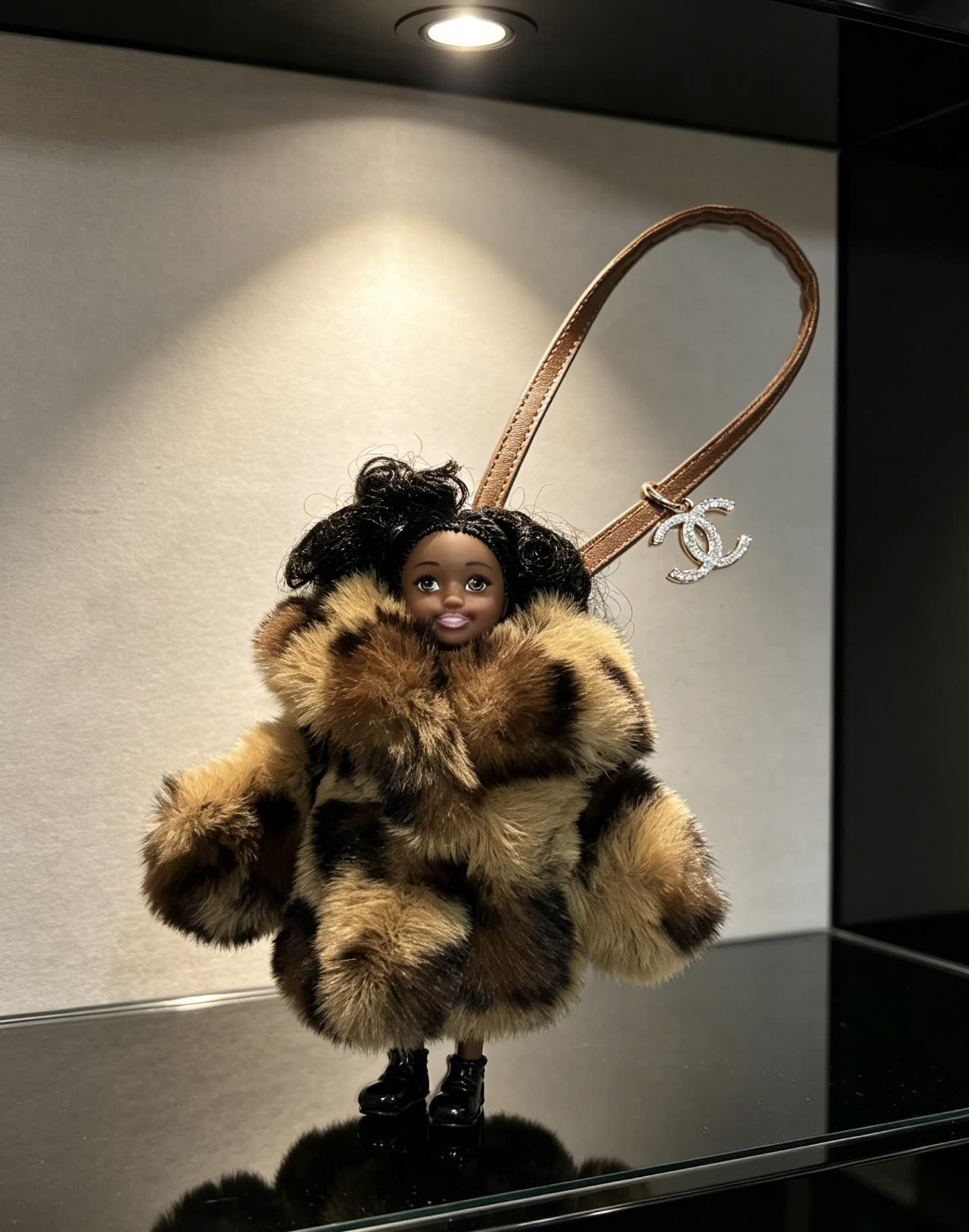 Chanel Furry Keychain with Doll Charm