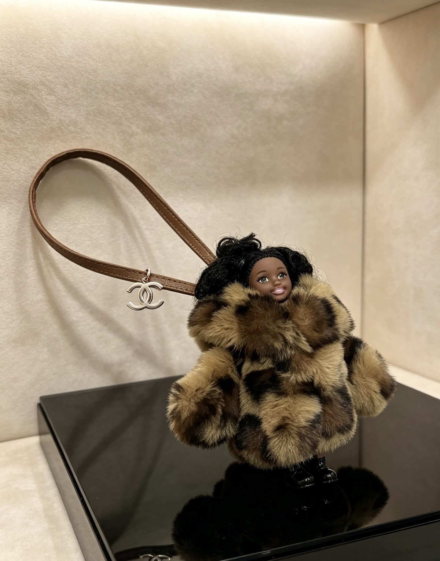 Chanel Furry Keychain with Doll Charm