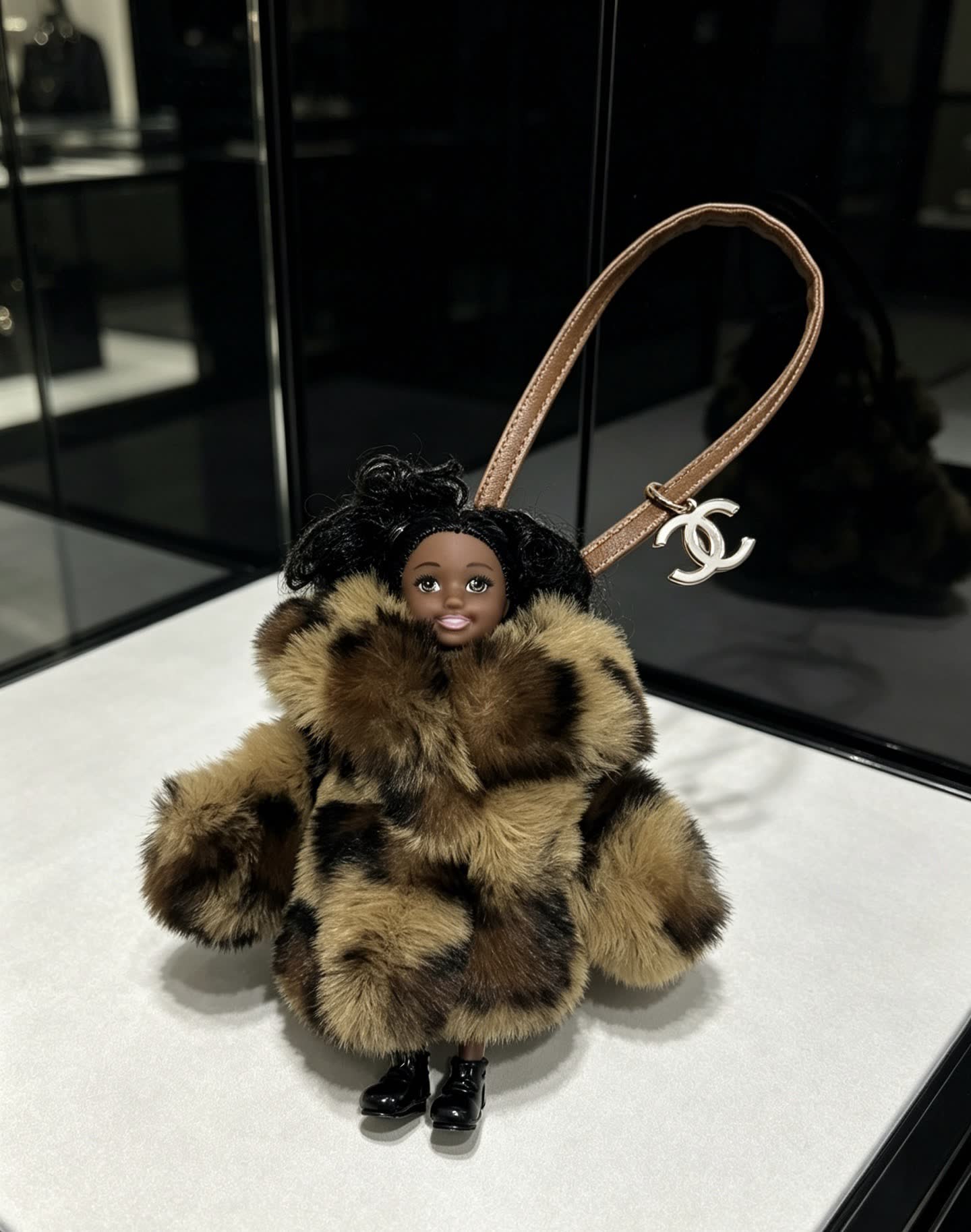Chanel Furry Keychain with Doll Charm